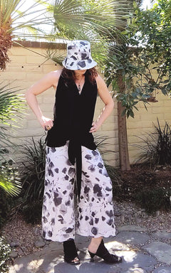 Southwest Gaucho Pants Linens Multi Floral One Left