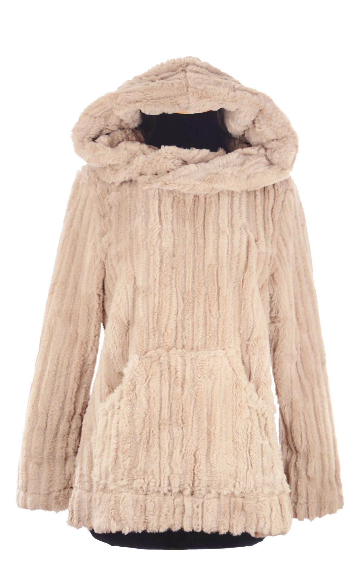 Hooded Lounger | Cirrus Faux Fur in Honey | Shown with Hood Up Handmade by Pandemonium | Seattle WA USA
