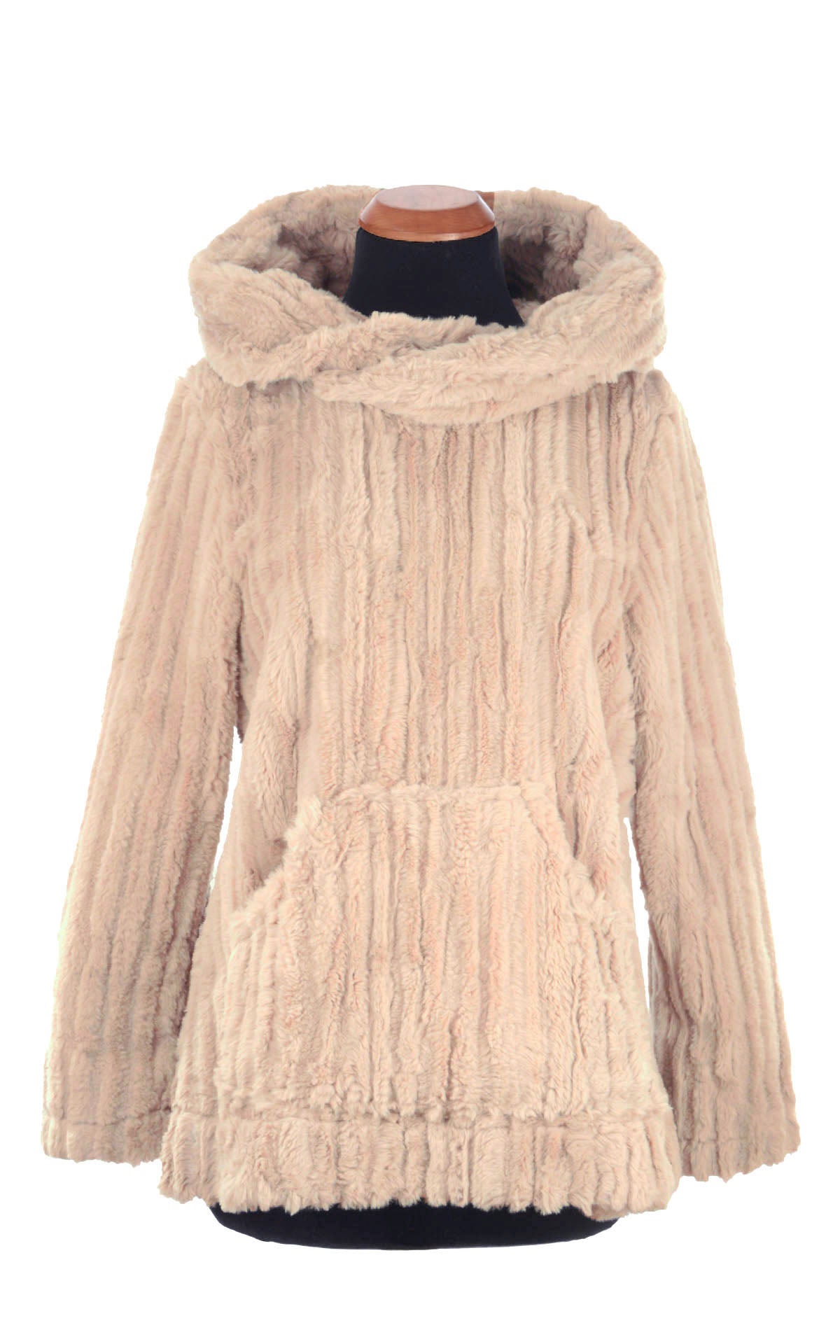 Hooded Lounger | Cirrus Faux Fur in Honey | Shown with Hood Down | Handmade by Pandemonium | Seattle WA USA