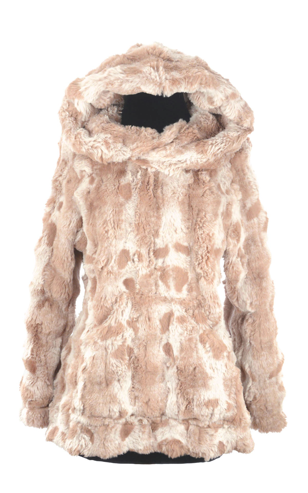 Hooded Lounger with Hood up | Cloudwalk in Honey Faux Fur | Handmade in Seattle, WA, USA | By Pandemonium MIllinery