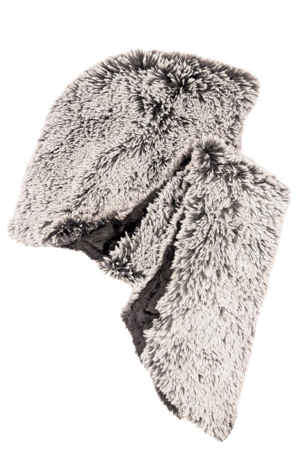 Pandemonium Millinery Hoody Scarf - Fox Faux Fur with Cuddly Fur Silver Tipped Black / Cuddly Black Scarves