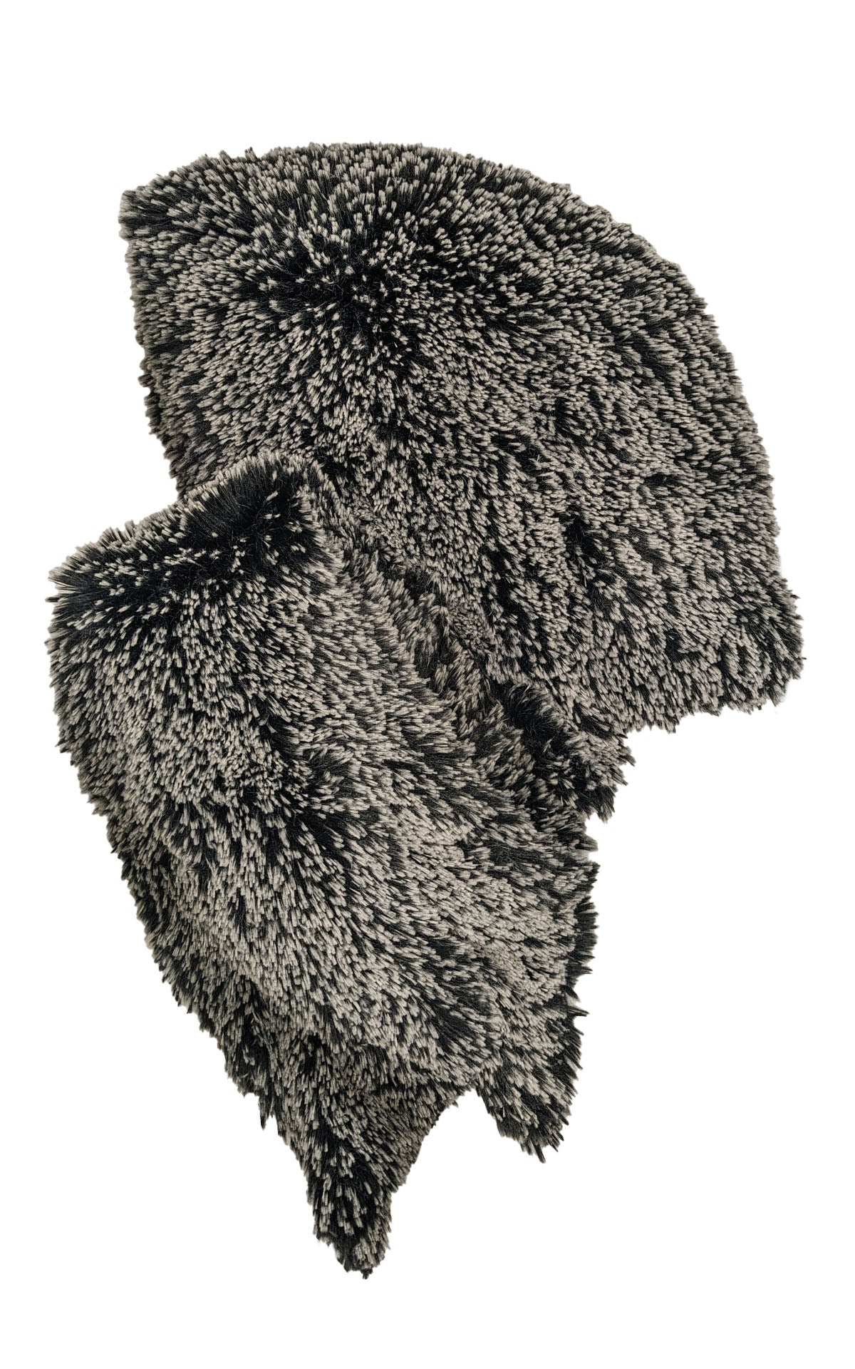 Unisex  Hooded Scarf | Silver-tipped fox in Black Faux Fur| Handmade in Seattle WA | Pandemonium Millinery