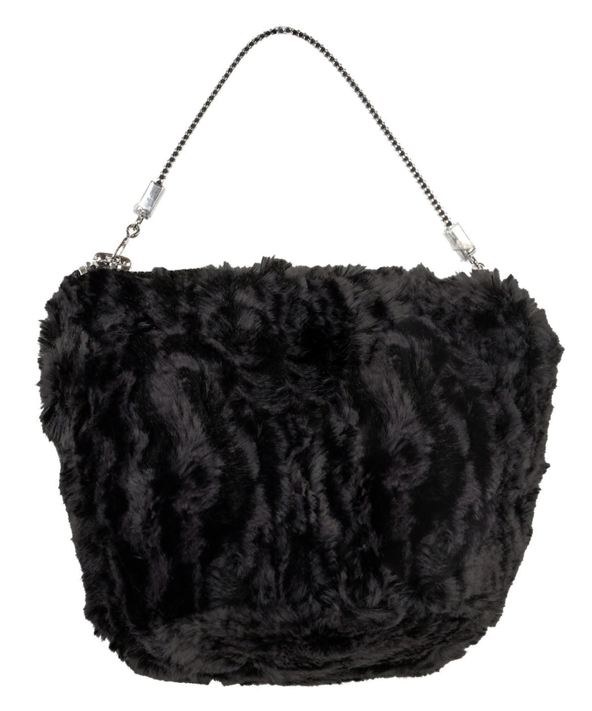Ibiza Reticule Bag | Cuddy Black Faux Fur | Handmade by Pandemonium Seattle USA