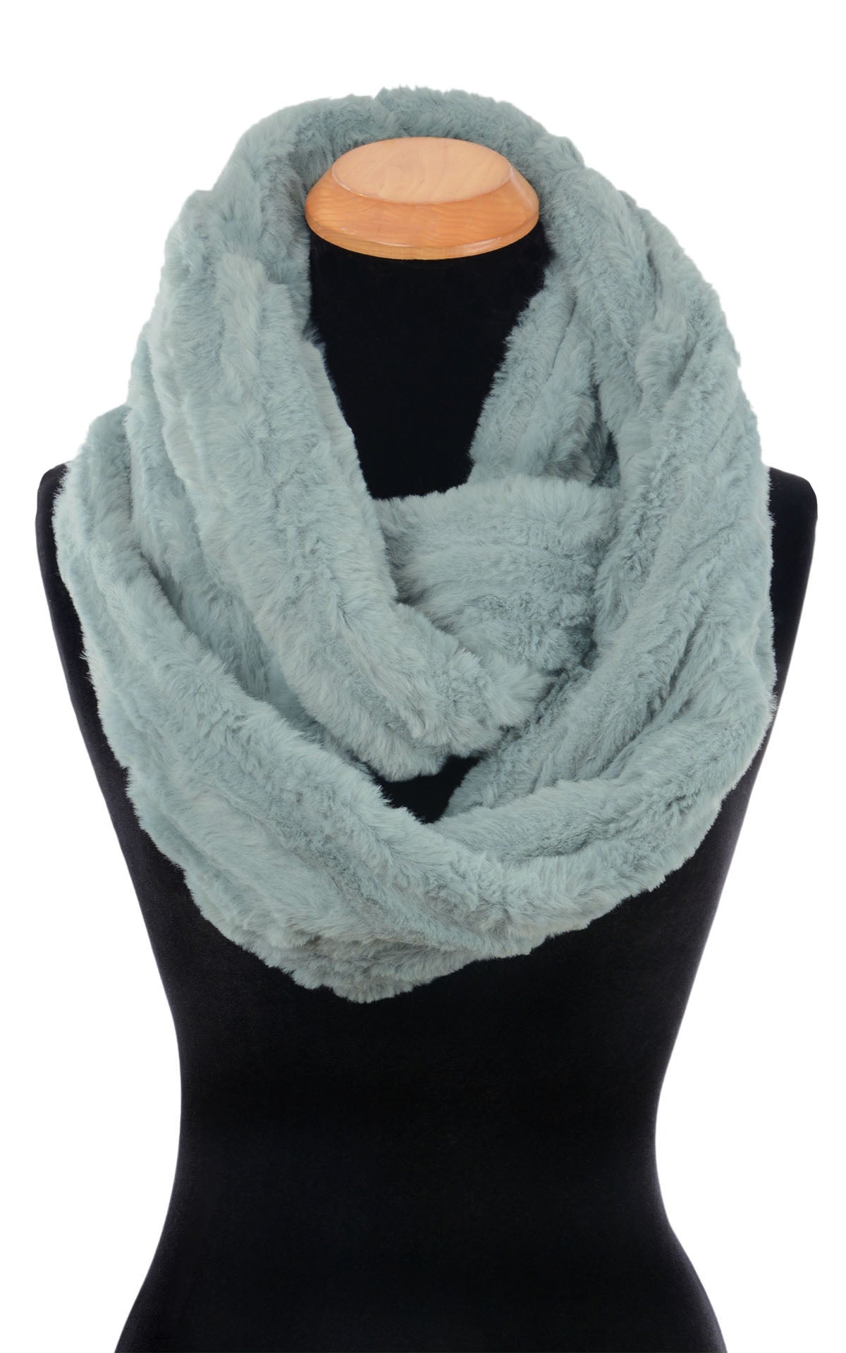 Infinity Scarf | Cirrus Faux Fur in Blue Mist| Handmade in Seattle, WA USA | By Pandemonium  