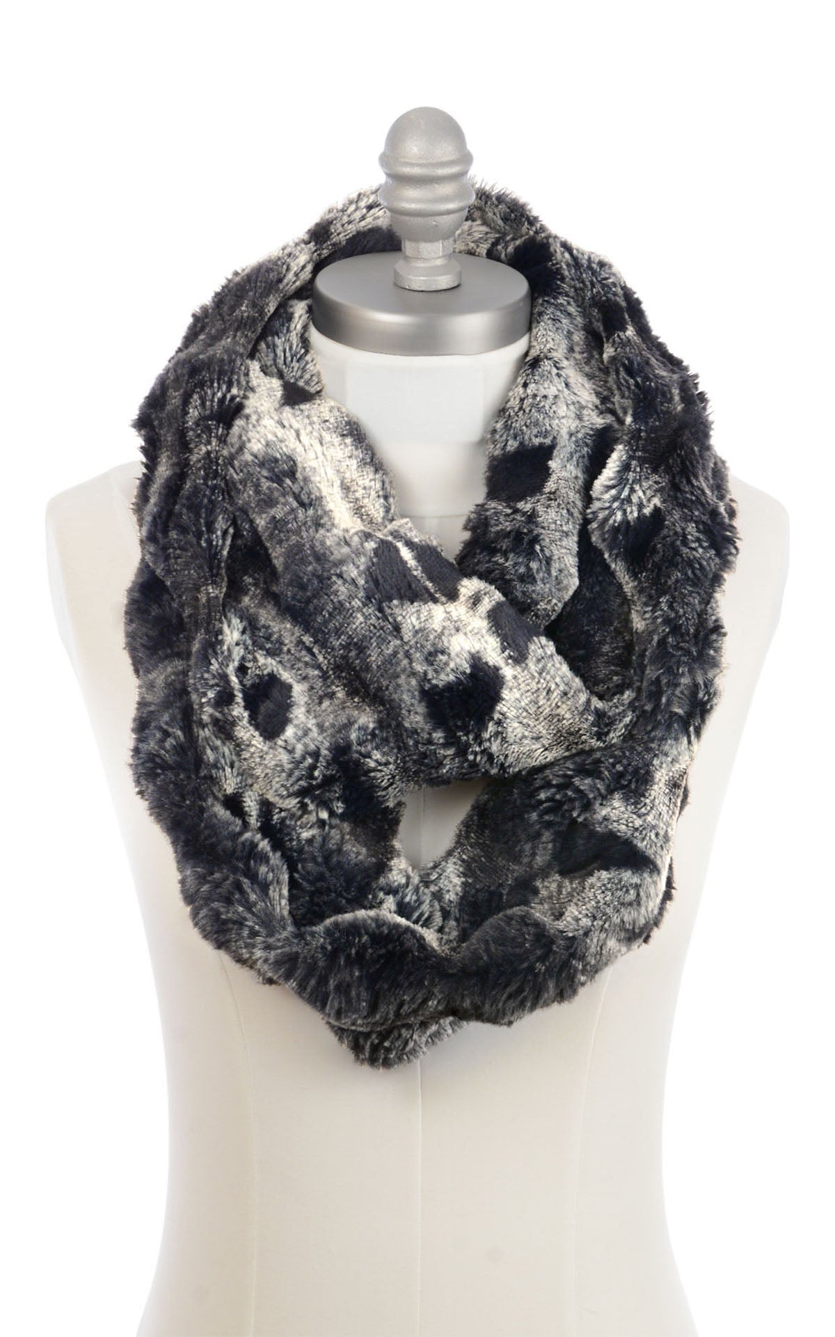 Men's Infinity Scarf | Cloudwalk Faux Fur In Shadow | Looped Twice | Handmade in Seattle, WA, USA | By Pandemonium