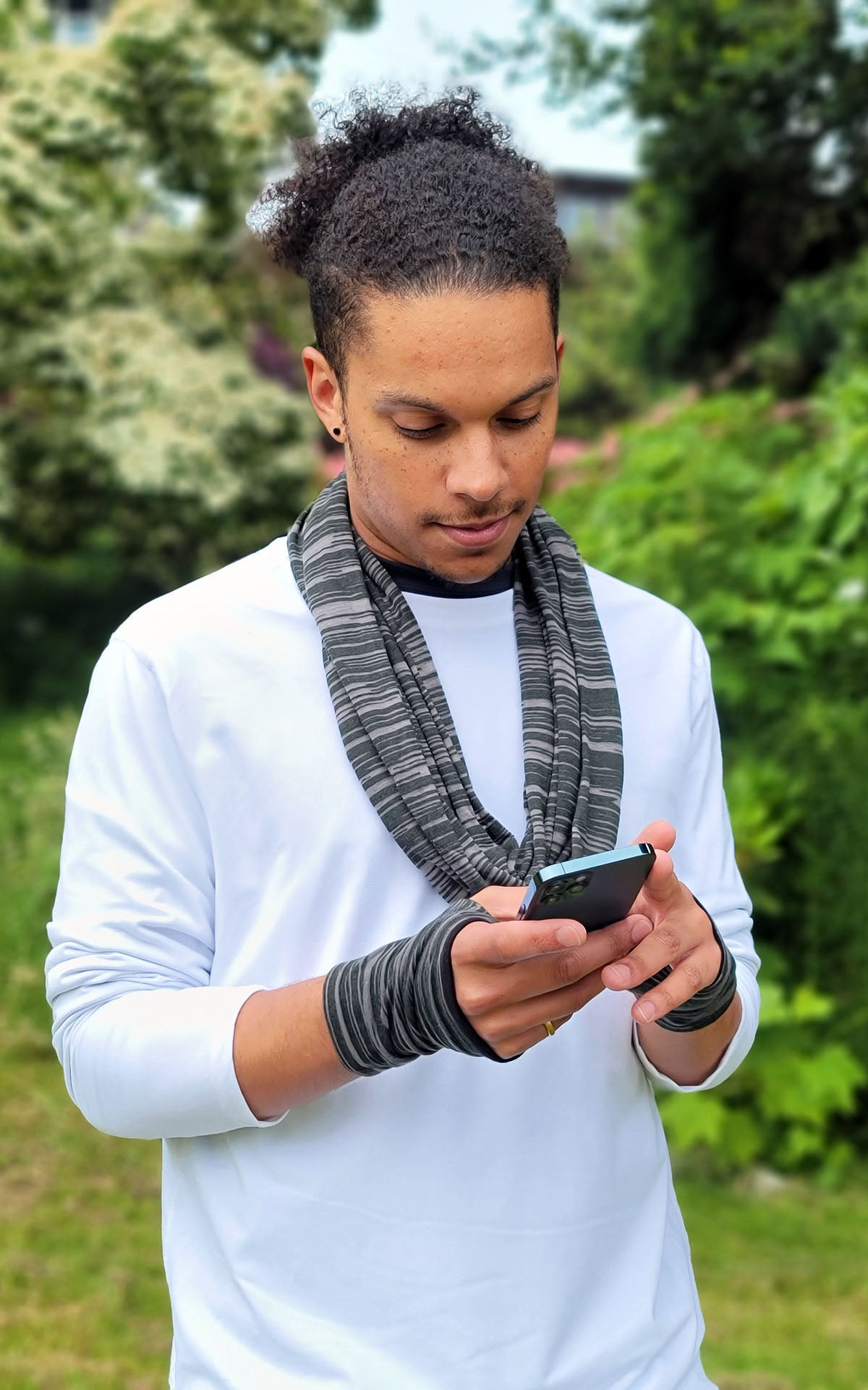 Men's Fingerless Gloves - Reflections with Abyss Jersey Knit