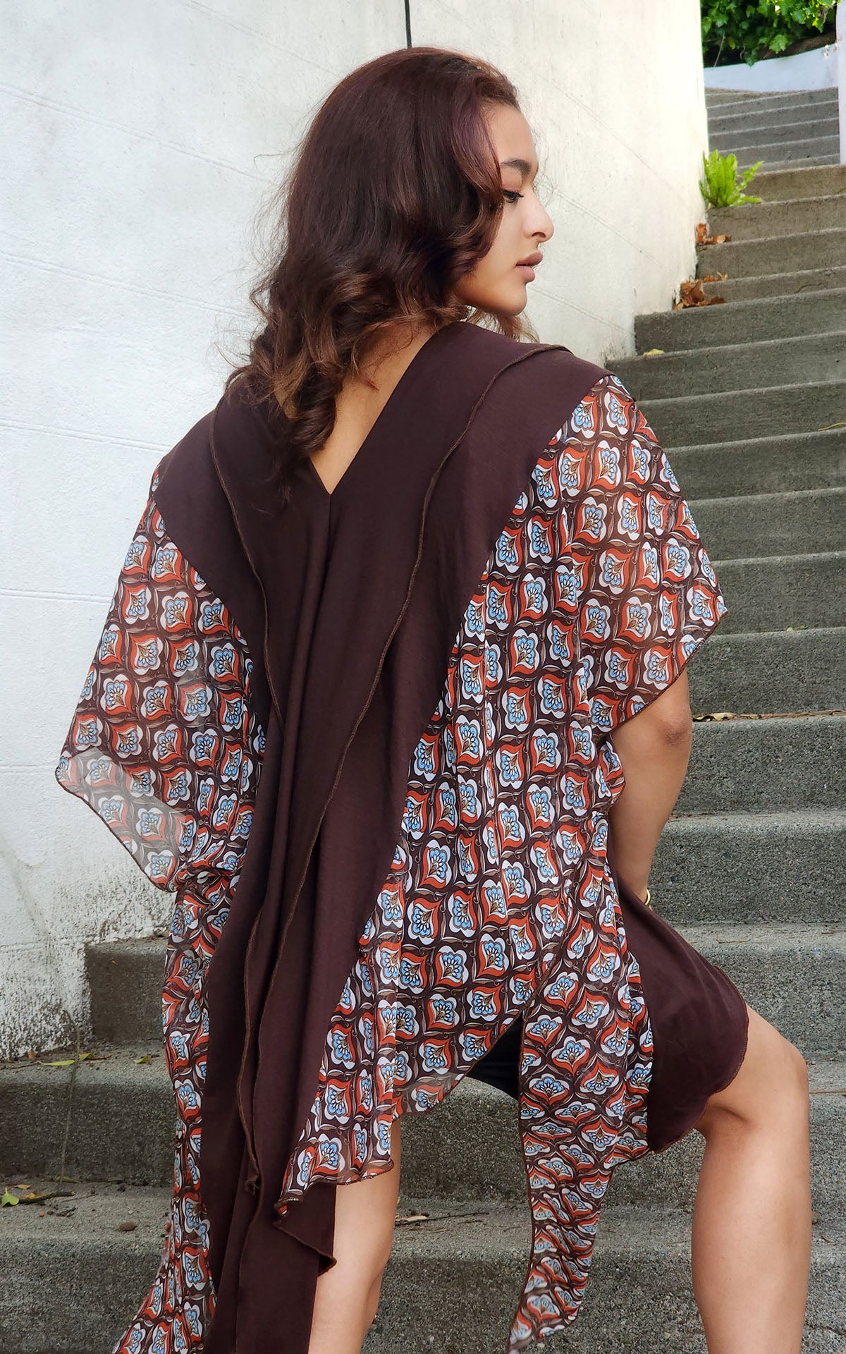 Kaftan Back View | Multi Mod Chiffon with Terra Jersey Knit | Handmade Pandemonium Seattle