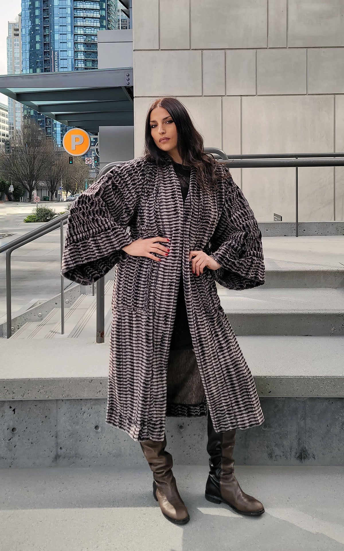Kimono Duster | 8mm in Sepia Faux Fur | Handmade in the USA by Pandemonium Seattle