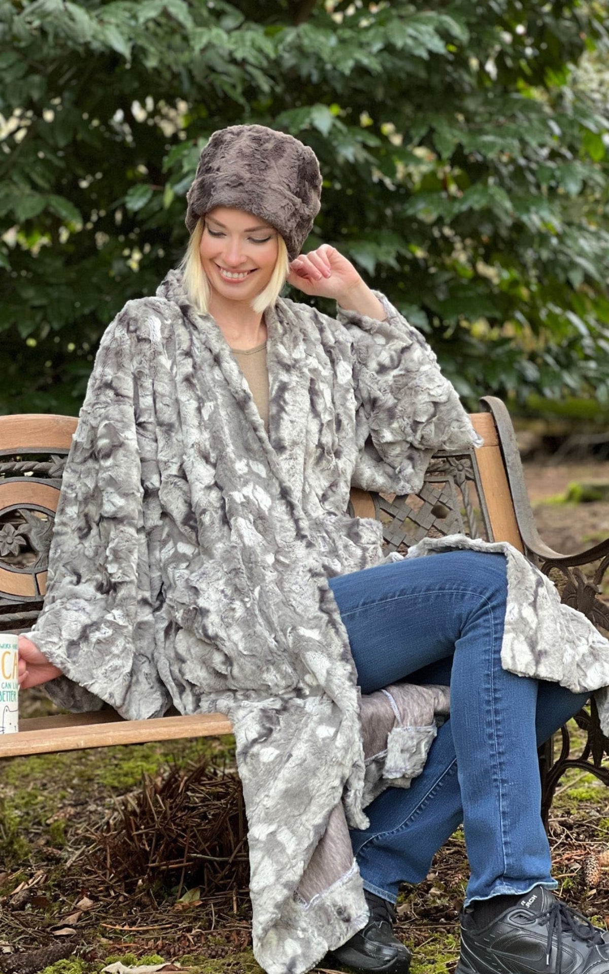 Kimono Duster | White Water Faux Fur | Handmade in the USA by Pandemonium Seattle