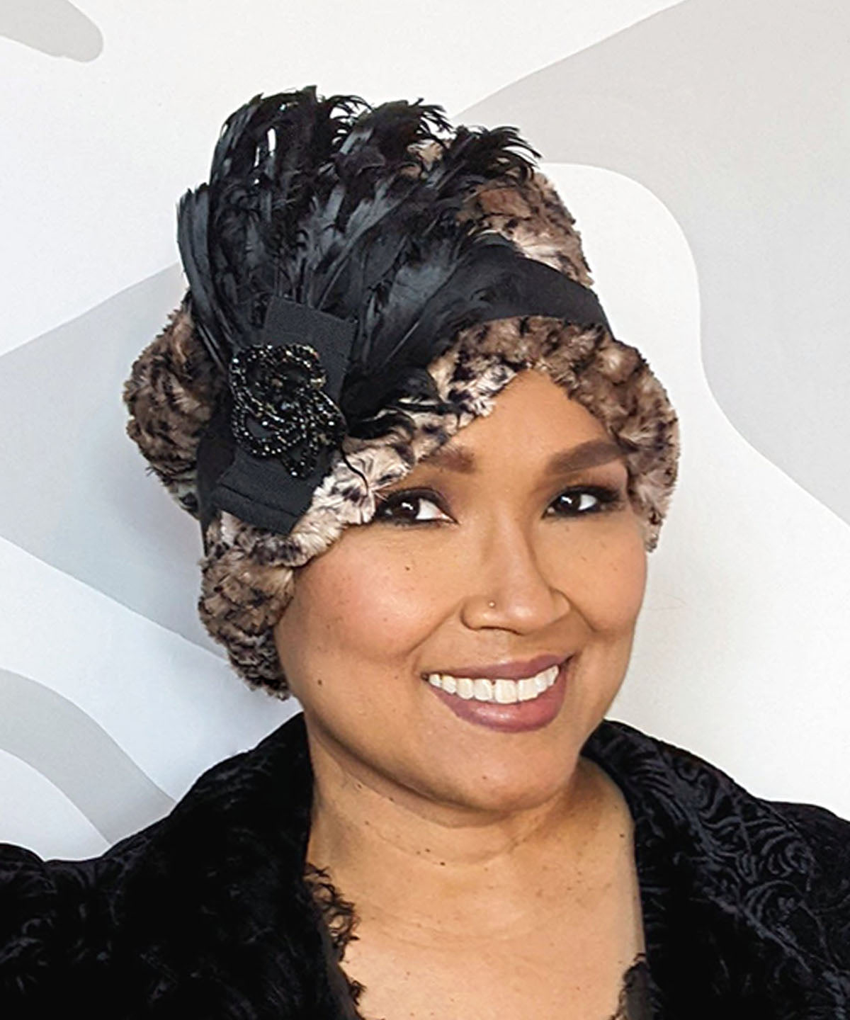 lola hat in carpathian lynx luxury faux fur handmade in seattle wa usa by pandemonium millinery