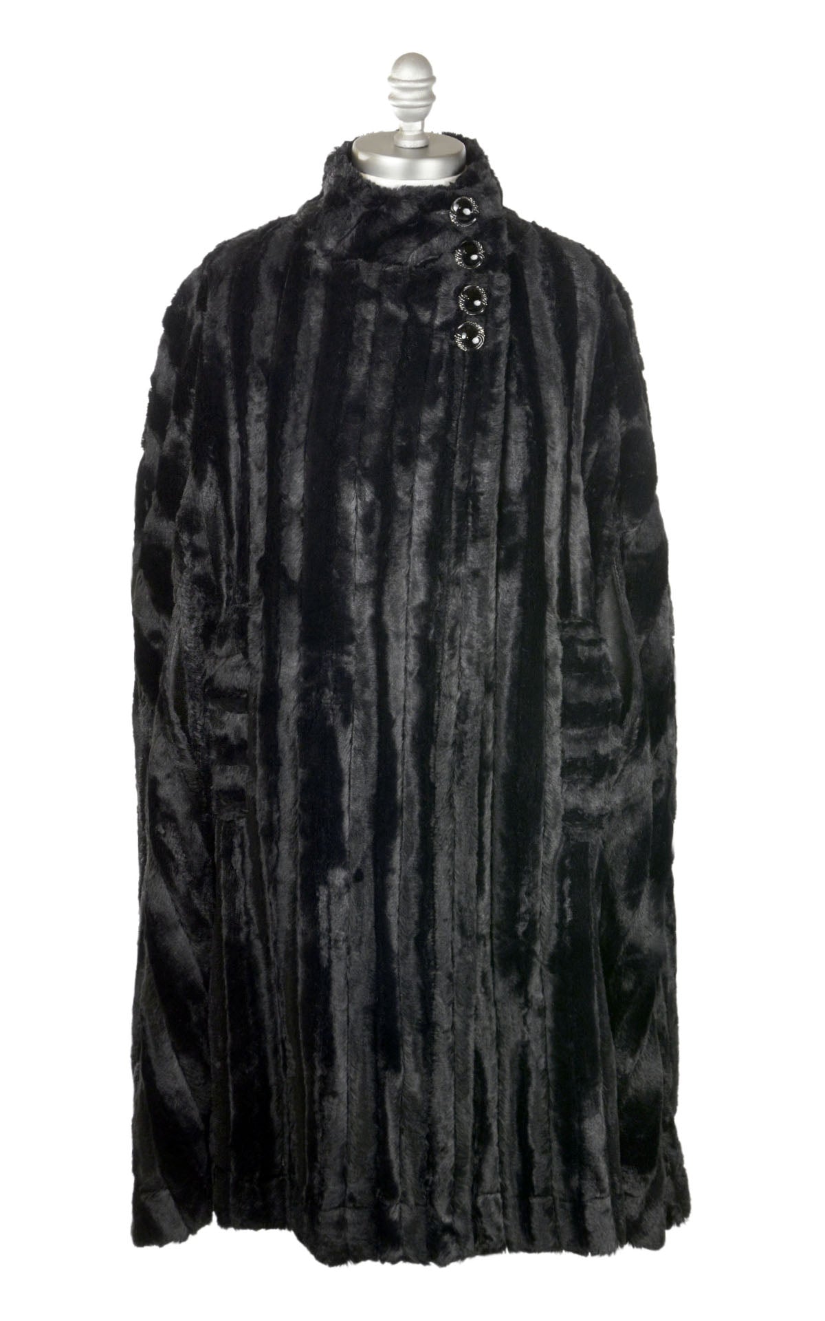 Long Cape | Minky Black Faux Fur | Handmade in Seattle WA USA by Pandemonium Millinery