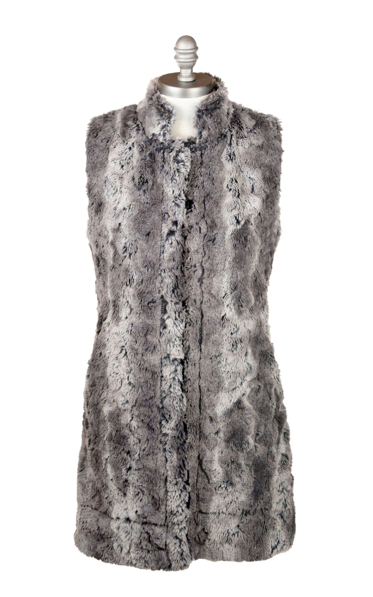 Mandarin Vest Long | Seattle Sky Luxury Faux Fur | Handmade in Seattle WA USA by Pandemonium Millinery