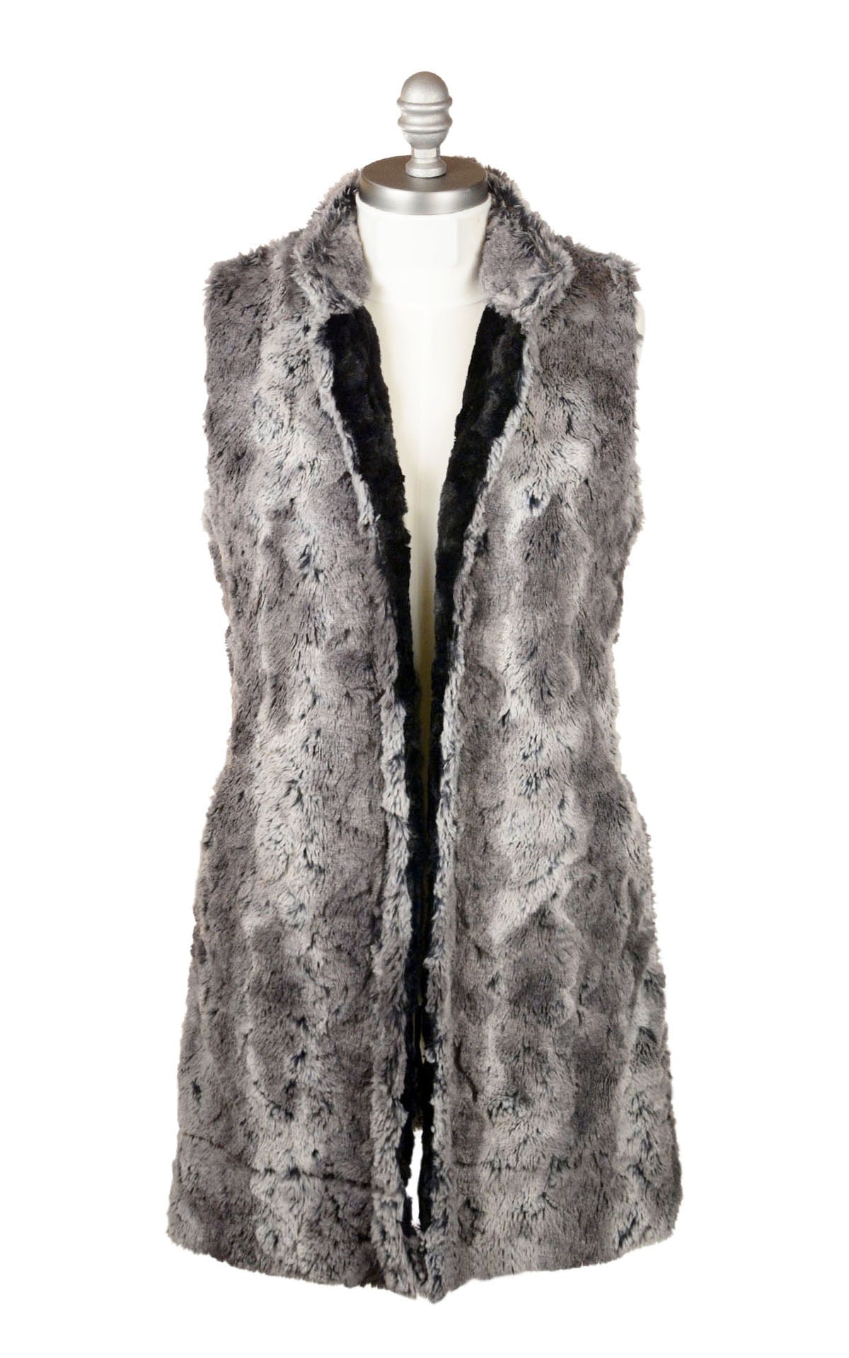 Mandarin Vest | Seattle Sky Luxury Faux Fur | Handmade in Seattle WA USA by Pandemonium Millinery