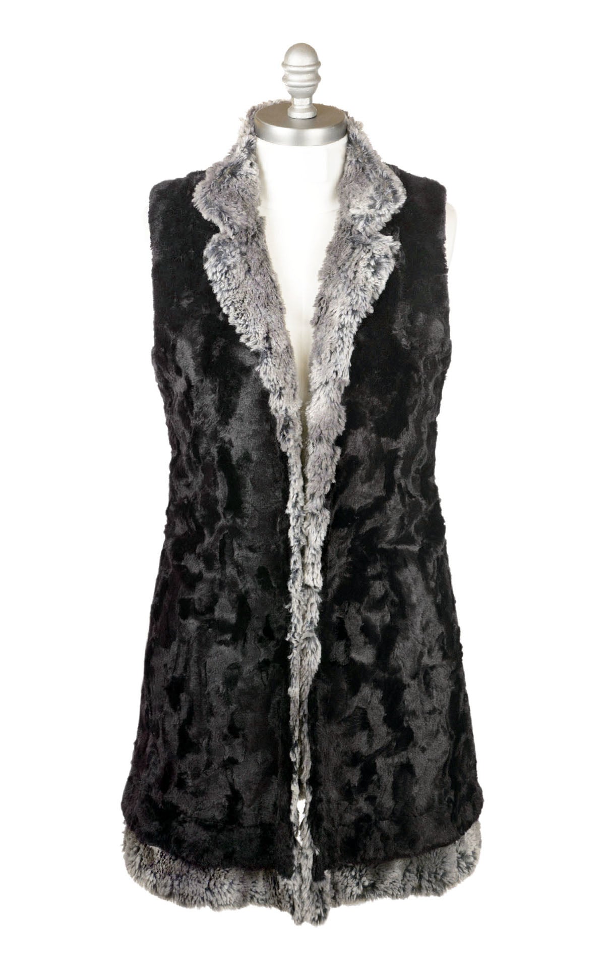Mandarin Vest | Seattle Sky Luxury Faux Fur lined Black | Handmade in Seattle WA USA by Pandemonium Millinery