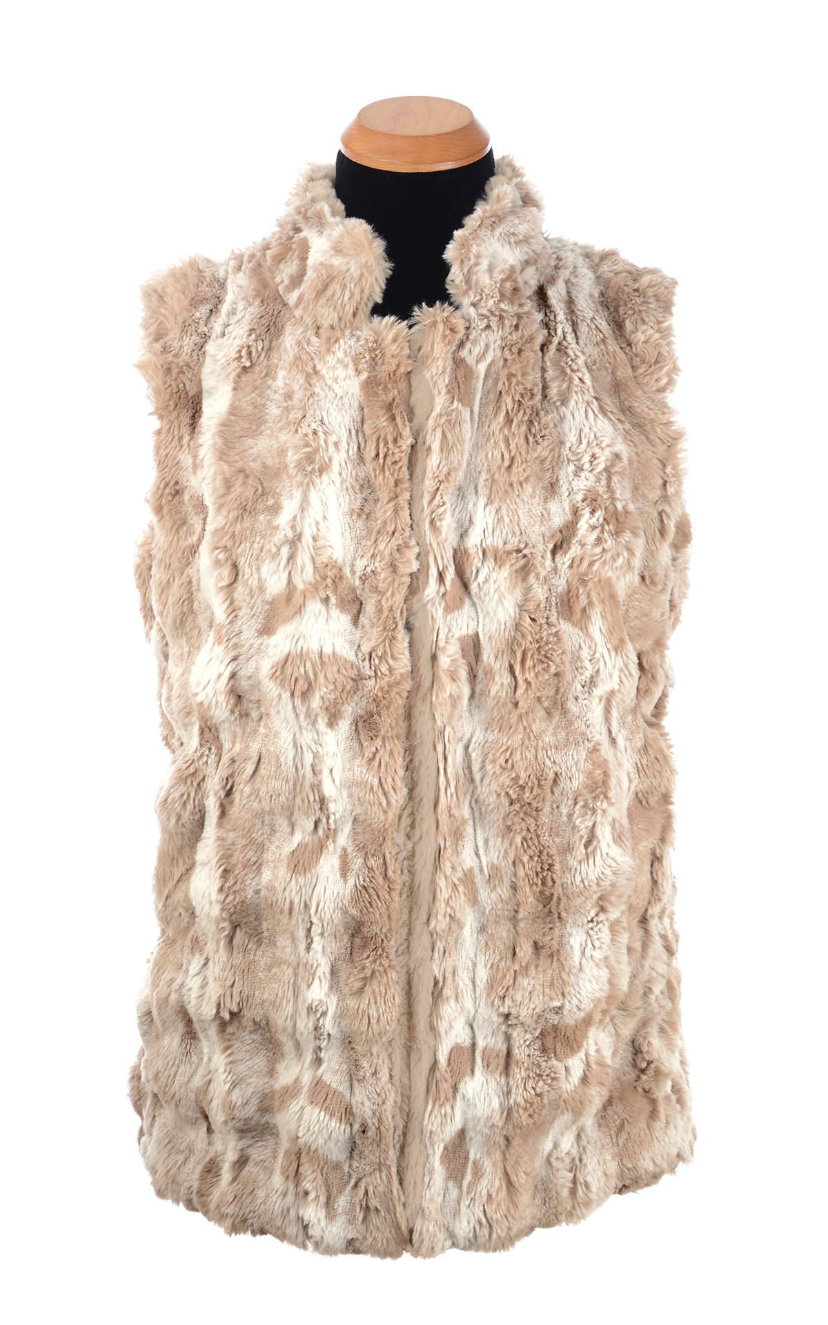 Mandarin Vest Short | Cloudwalk and Cirrus in Blue Mist Faux Fur | Front view  | Handmade in Seattle WA USA |  By Pandemonium Seattle