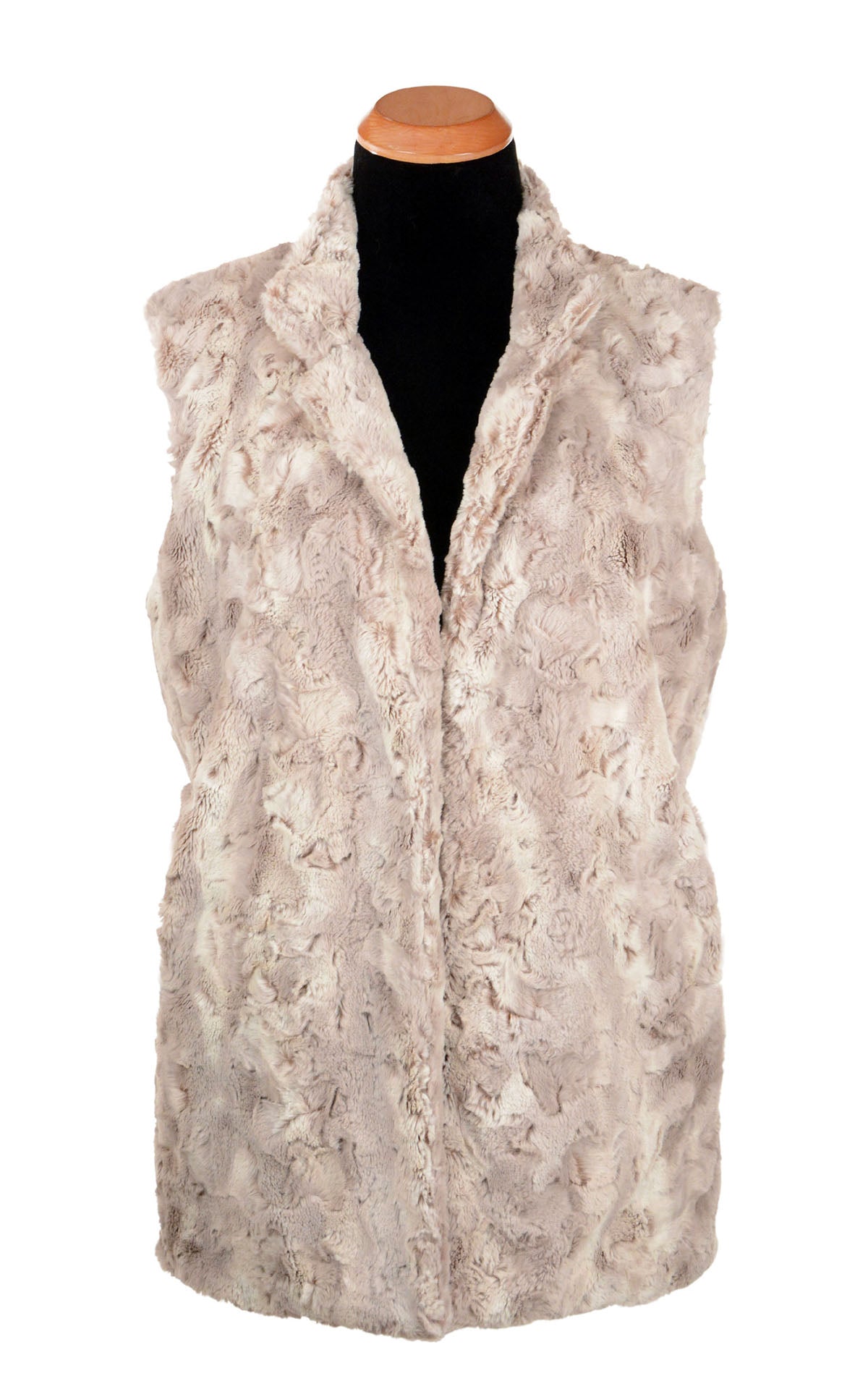 Mandarin Vest Short | Café Au Lait Faux Fur | Self Lined | Handmade in Seattle, WA USA