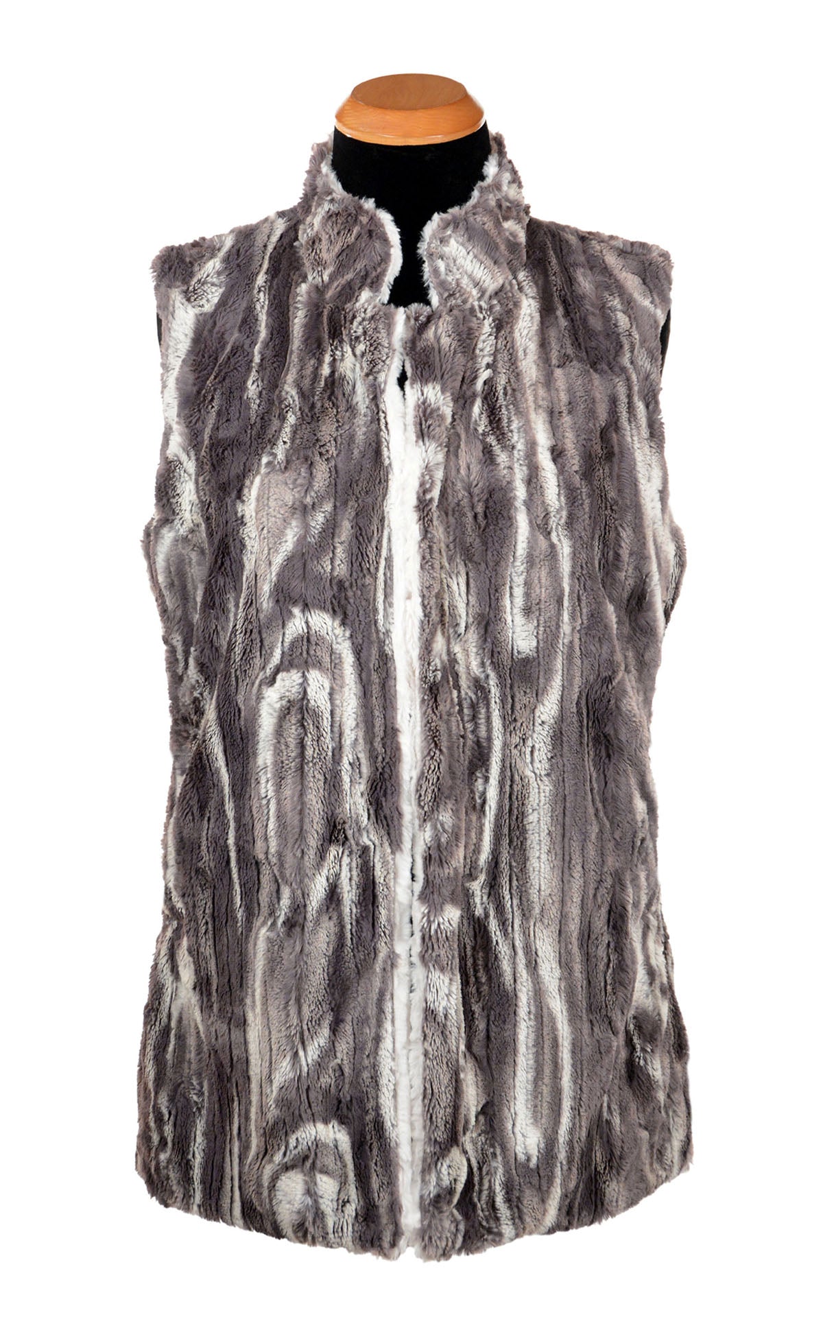 Mandarin Vest Short | Marble Dune Gray Luxury Faux Fur | Handmade in Seattle WA USA by Pandemonium Millinery