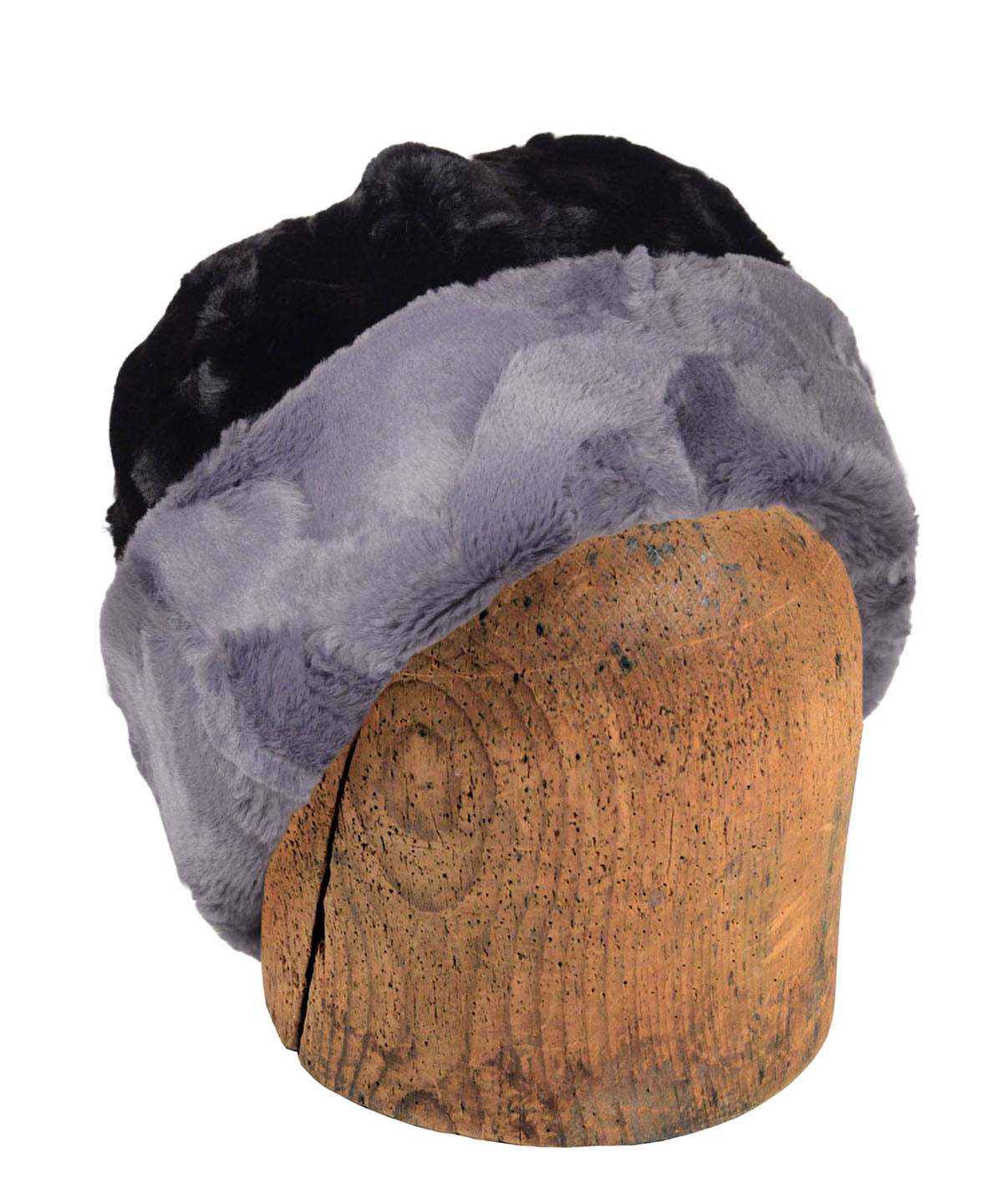 Men's Beanie Hat, Reversed | Cuddly Faux Fur in Cool Gray | Handmade in Seattle WA by Pandemonium Millinery USA