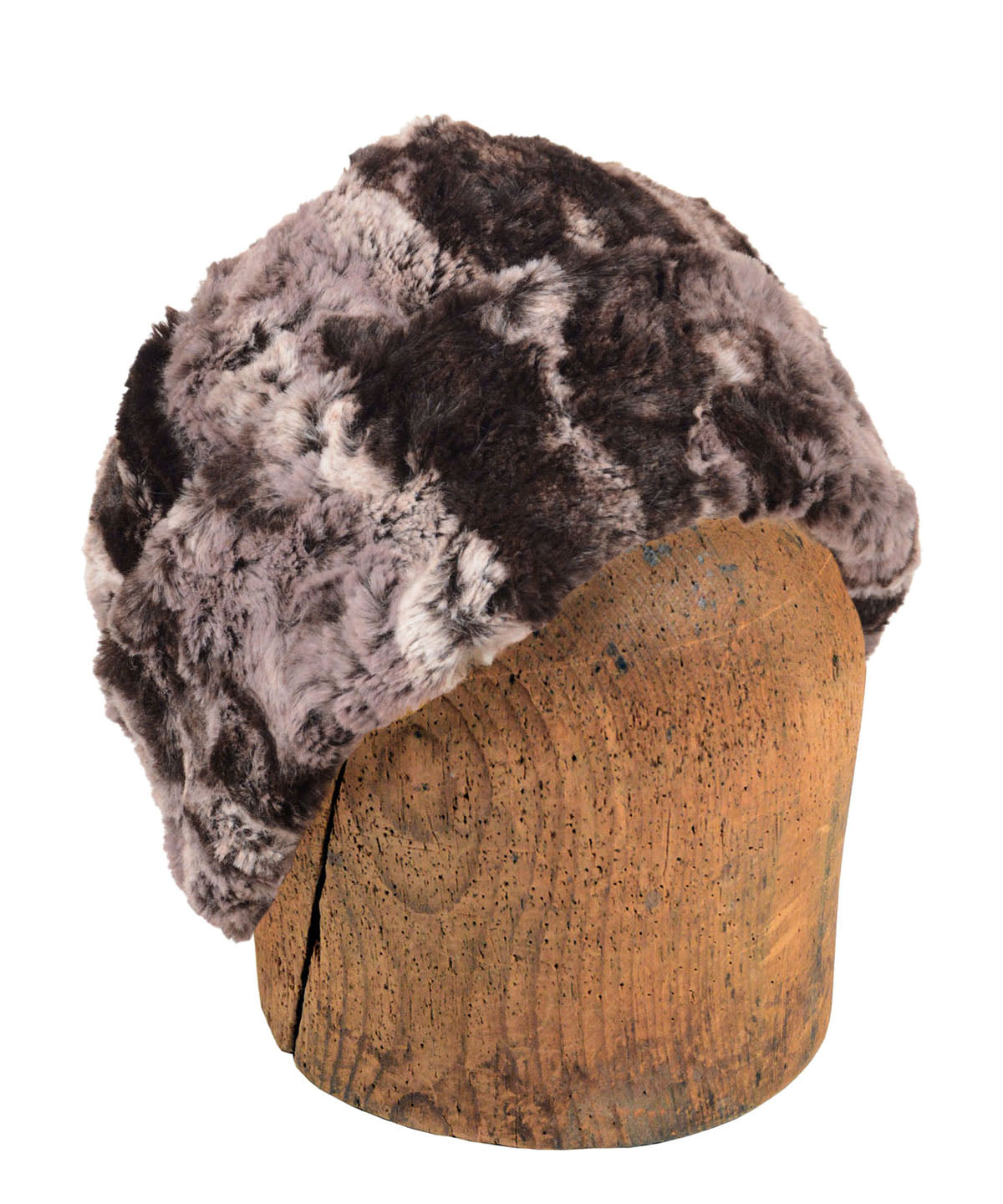 Men&#39;s Beanie Hat | Luxury Faux Fur in Mocha | Handmade in Seattle WA by Pandemonium Millinery USA