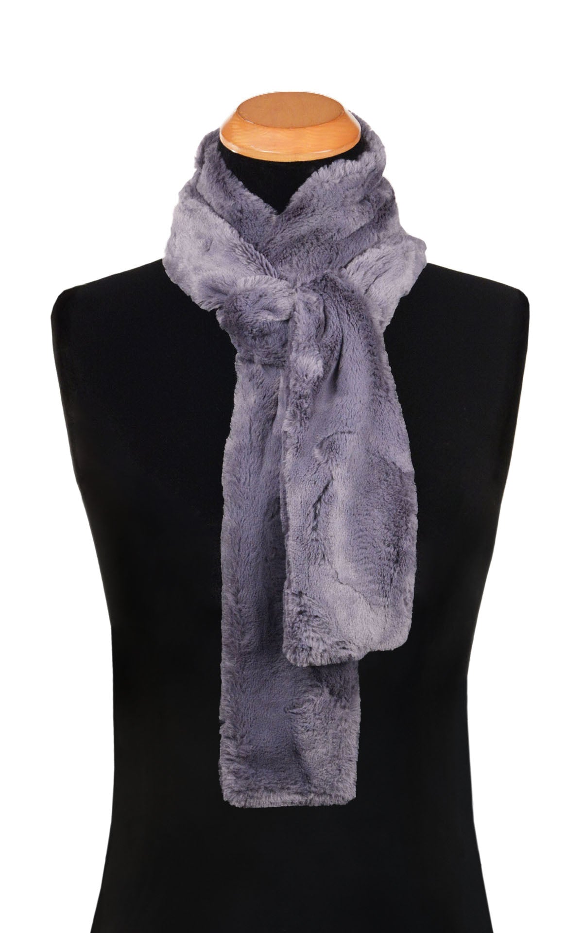 Men's Classic Skinny Scarf | Luxury Faux Fur Marble Dune in Black | Handmade in the USA by Pandemonium Seattle