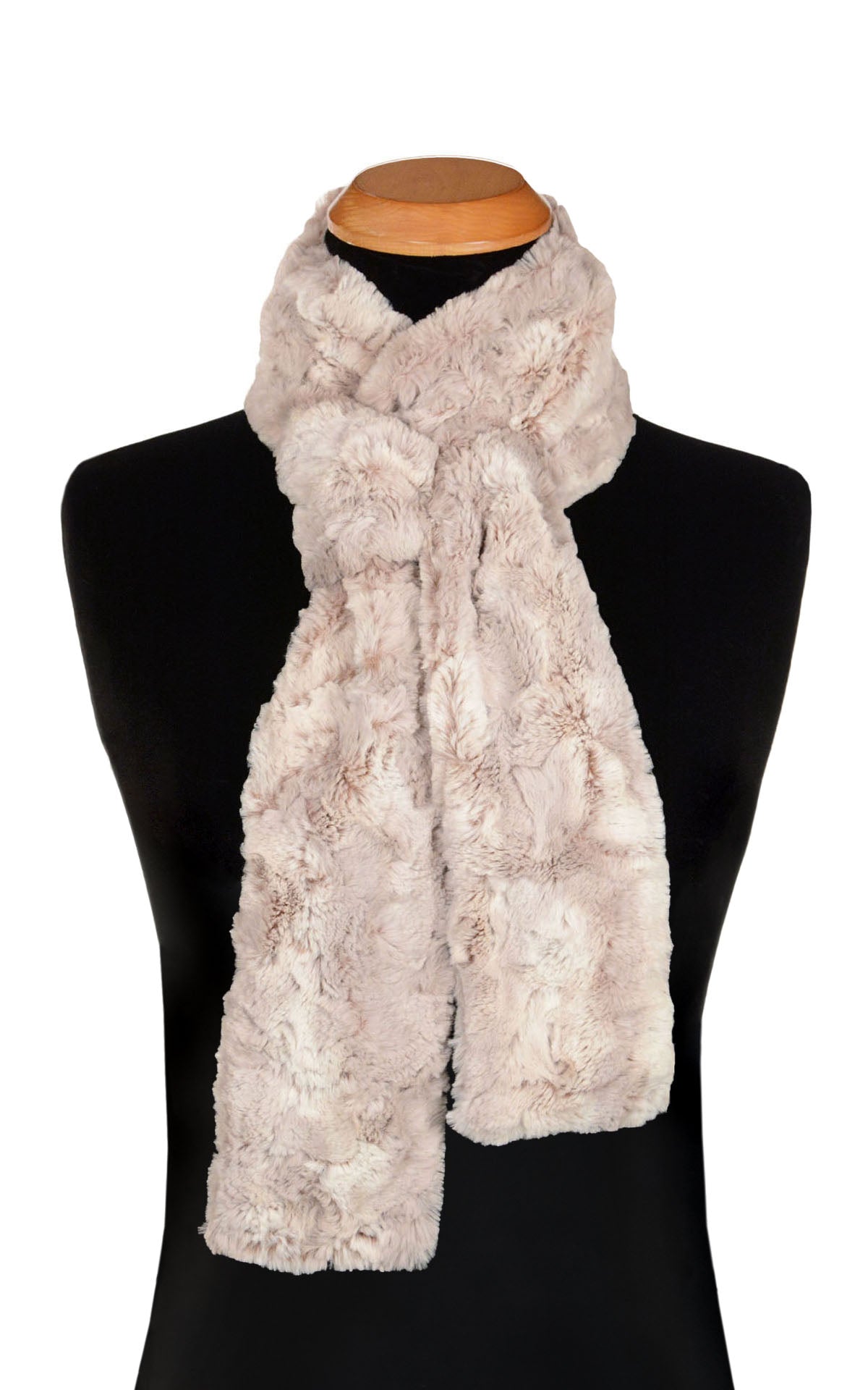 Men's Classic Skinny Scarf | Luxury Faux Fur Café Au Lait | Handmade in the USA by Pandemonium Seattle