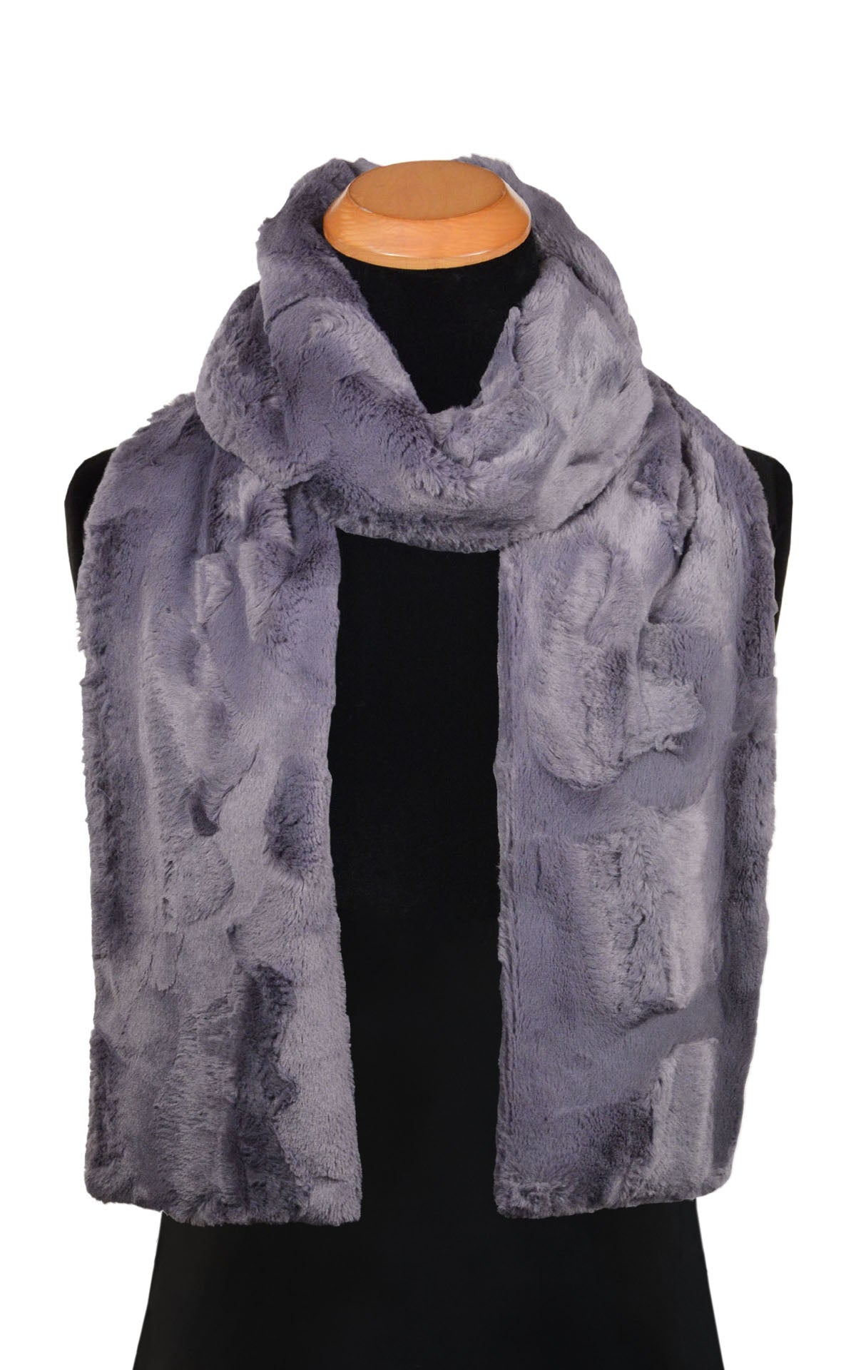 Men's Classic Scarf / Shown in Cuddly Faux Fur in Cool Gray | By Pandemonium Seattle |Handmade in Seattle Wa