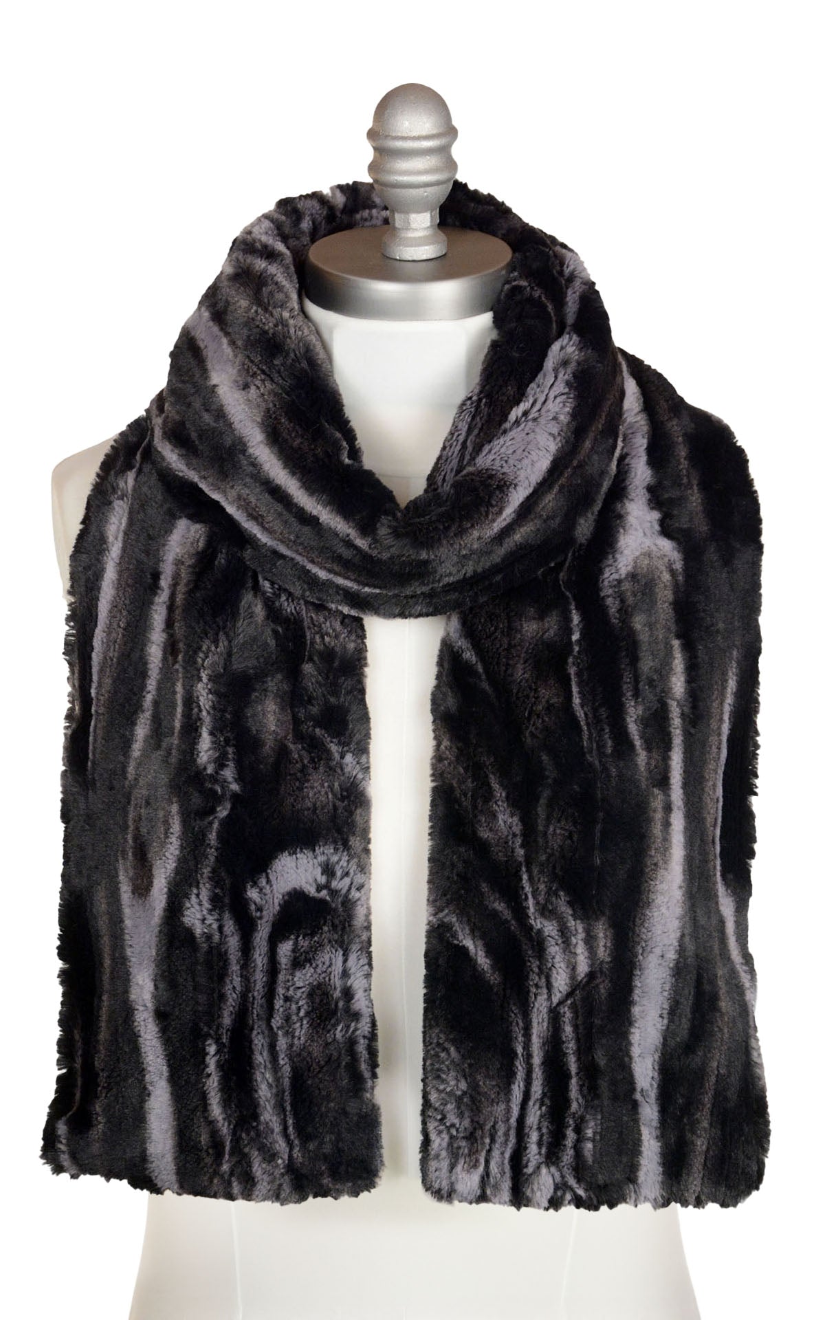 Men&#39;s Classic Scarf | Luxury Faux Fur Marble Dune in Black | Handmade in the USA by Pandemonium Seattle