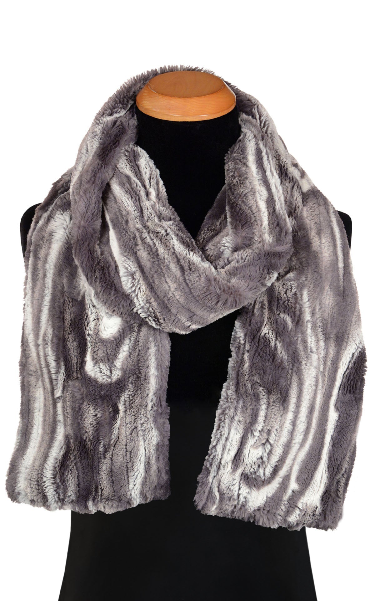 Men&#39;s Classic Scarf | Luxury Faux Fur Marble Dune in Gray | Handmade in the USA by Pandemonium Seattle