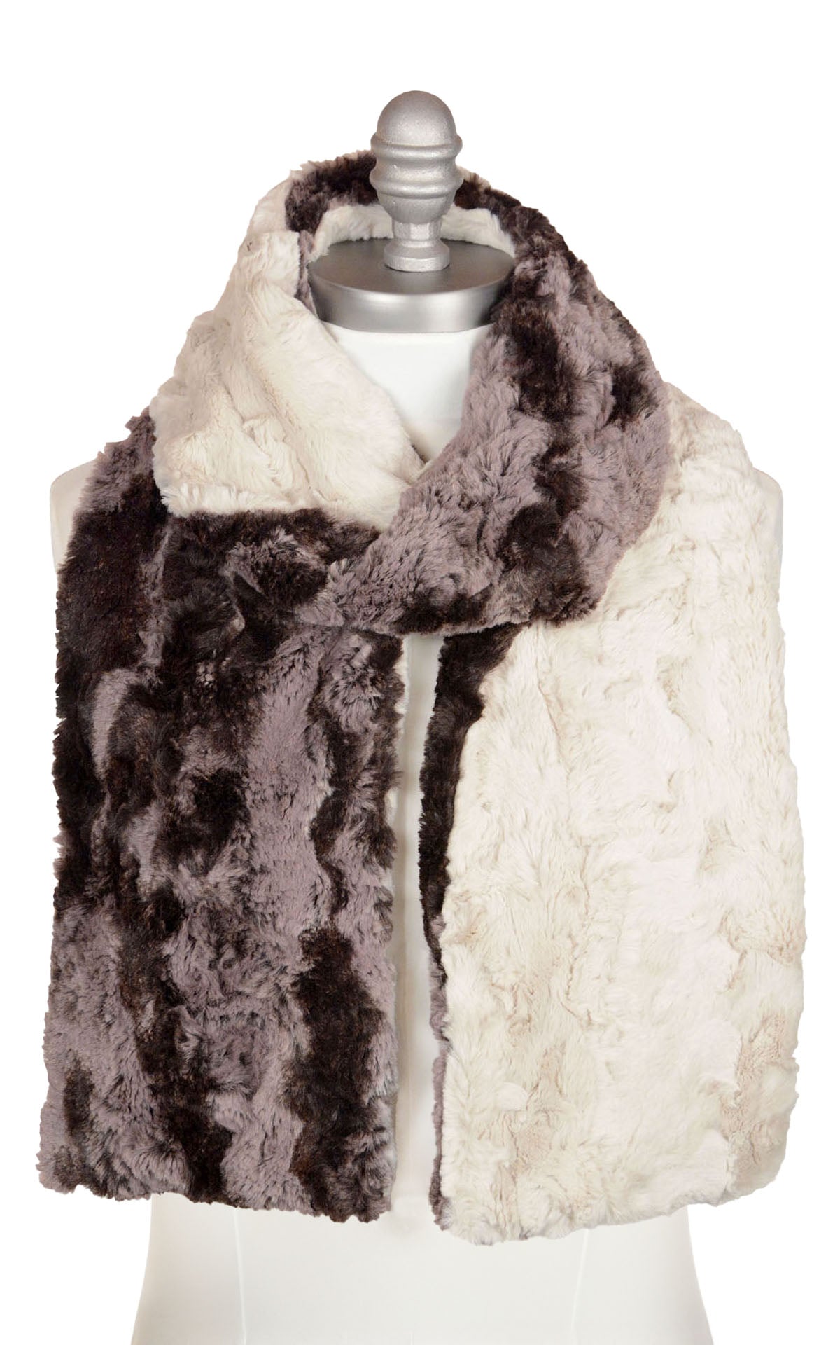 Men&#39;s Classic Scarf - Two-Tone, Luxury Faux Fur in Mocha