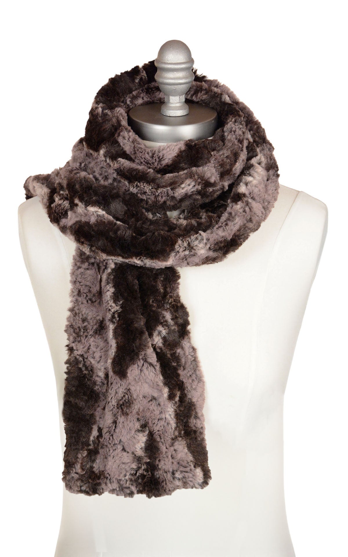 Men&#39;s Classic Scarf | Luxury Faux Fur Mocha | Handmade by Pandemonium Seattle ins USA