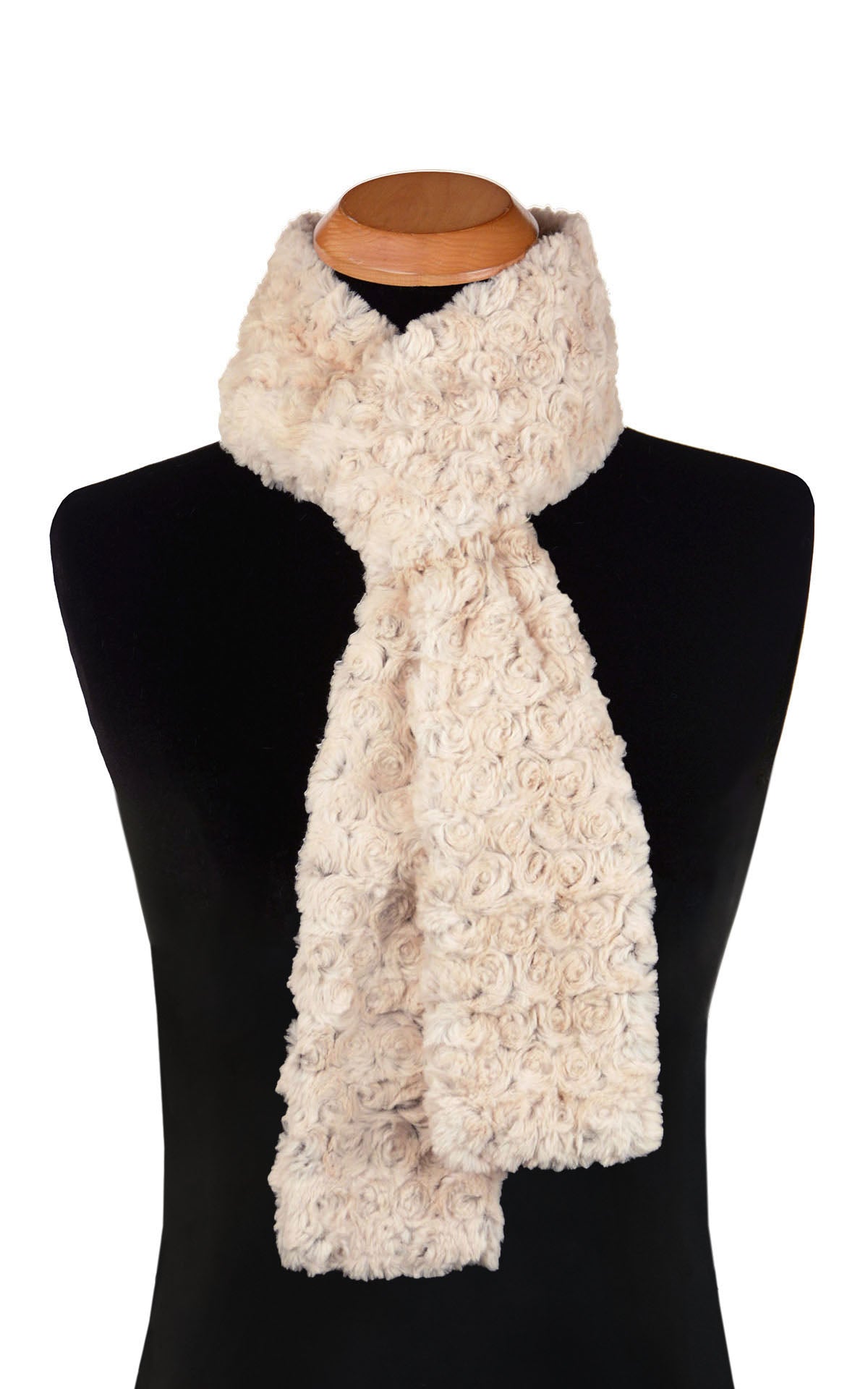 Men's Standard Skinny Scarf | Rosebud Faux Fur in Brown | handmade in Seattle WA USA by Pandemonium Millinery