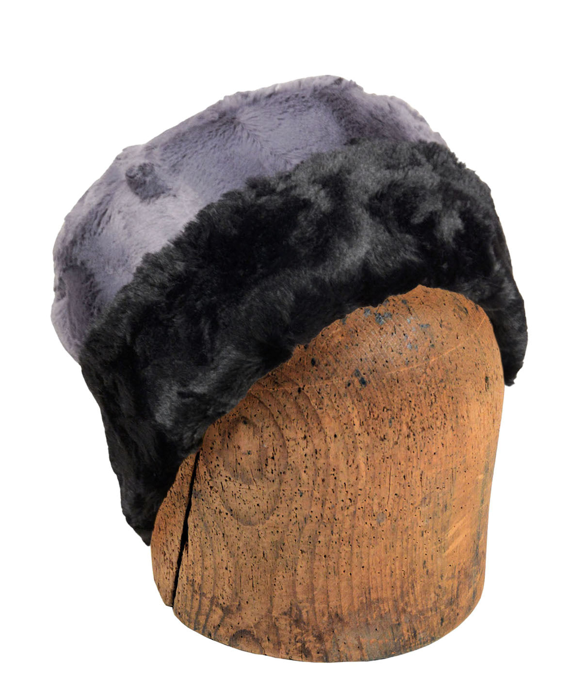 Men's Cuffed Pillbox | Cuddly Faux Fur in Cool Gray with Black| handmade Seattle, WA USA by Pandemonium Millinery