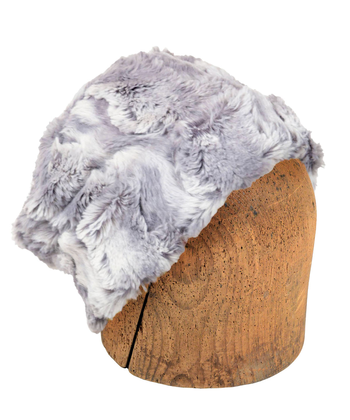 Men&#39;s Cuffed Pillbox | Winter River Silver Faux Fur | Handmade USA by Pandemonium Seattle