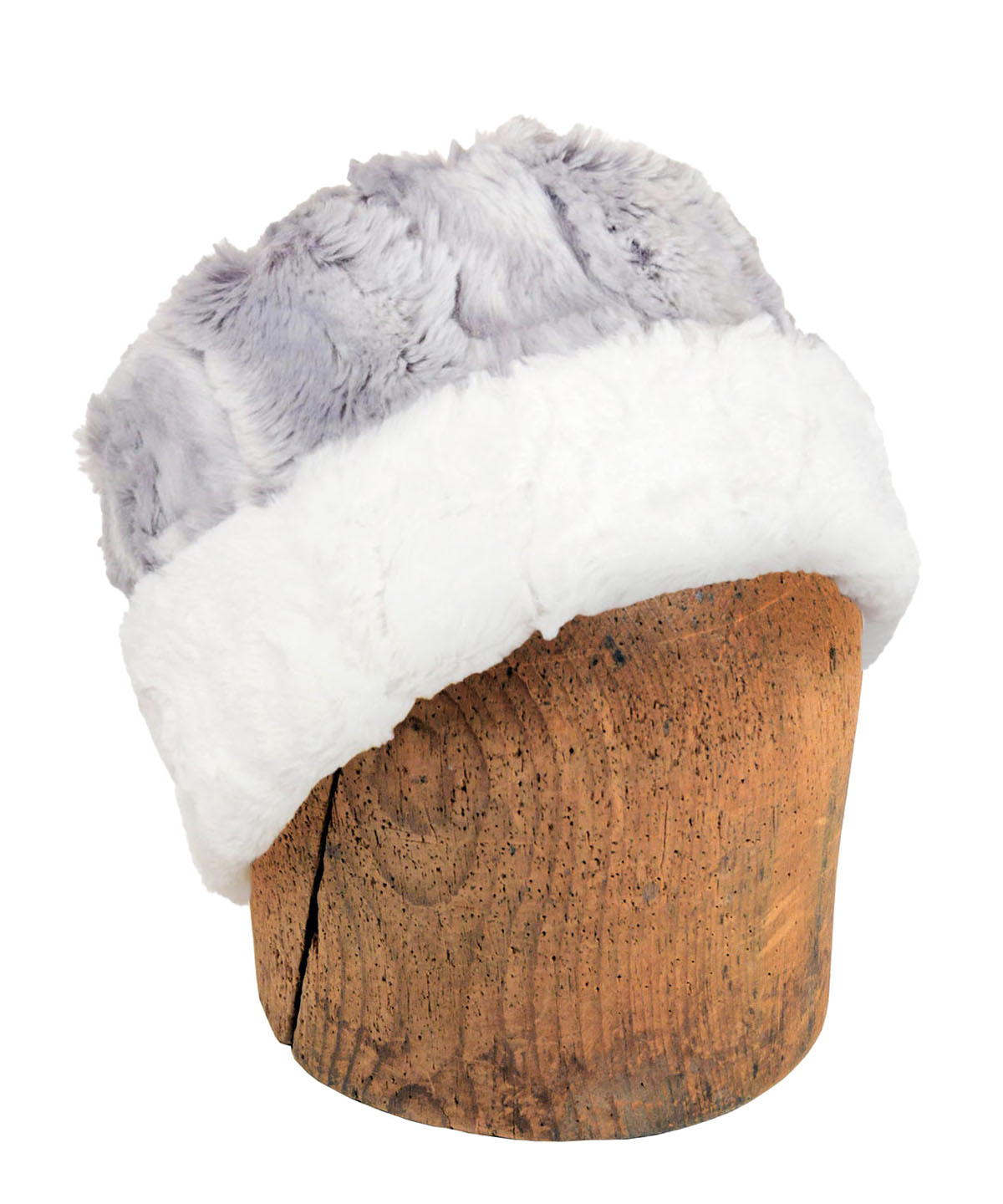 Men's Cuffed Pillbox | Winter River Silver Faux Fur | Handmade USA by Pandemonium Seattle