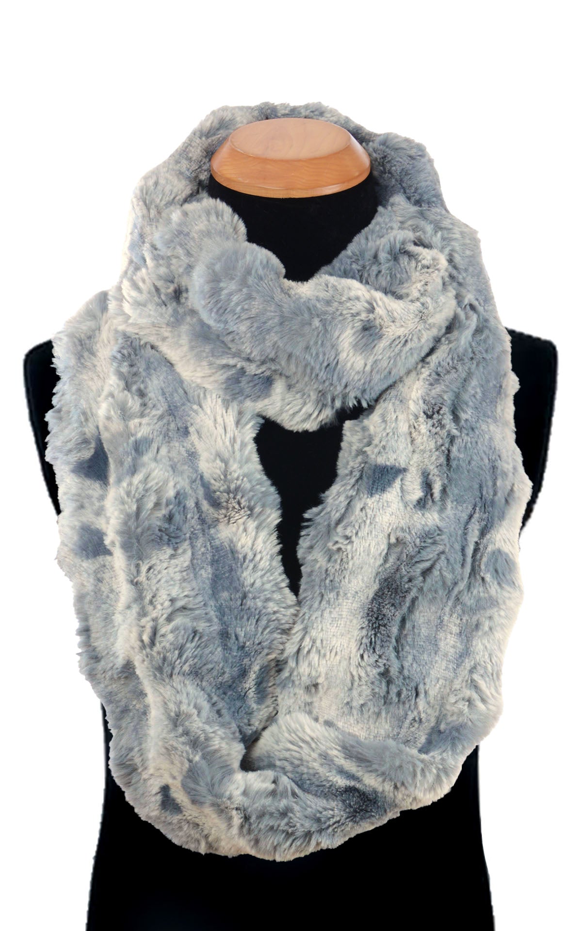 Men's Infinity Scarf | Cloudwalk Faux Fur In Blue Mist | Looped Twice | Handmade in Seattle, WA, USA | By Pandemonium