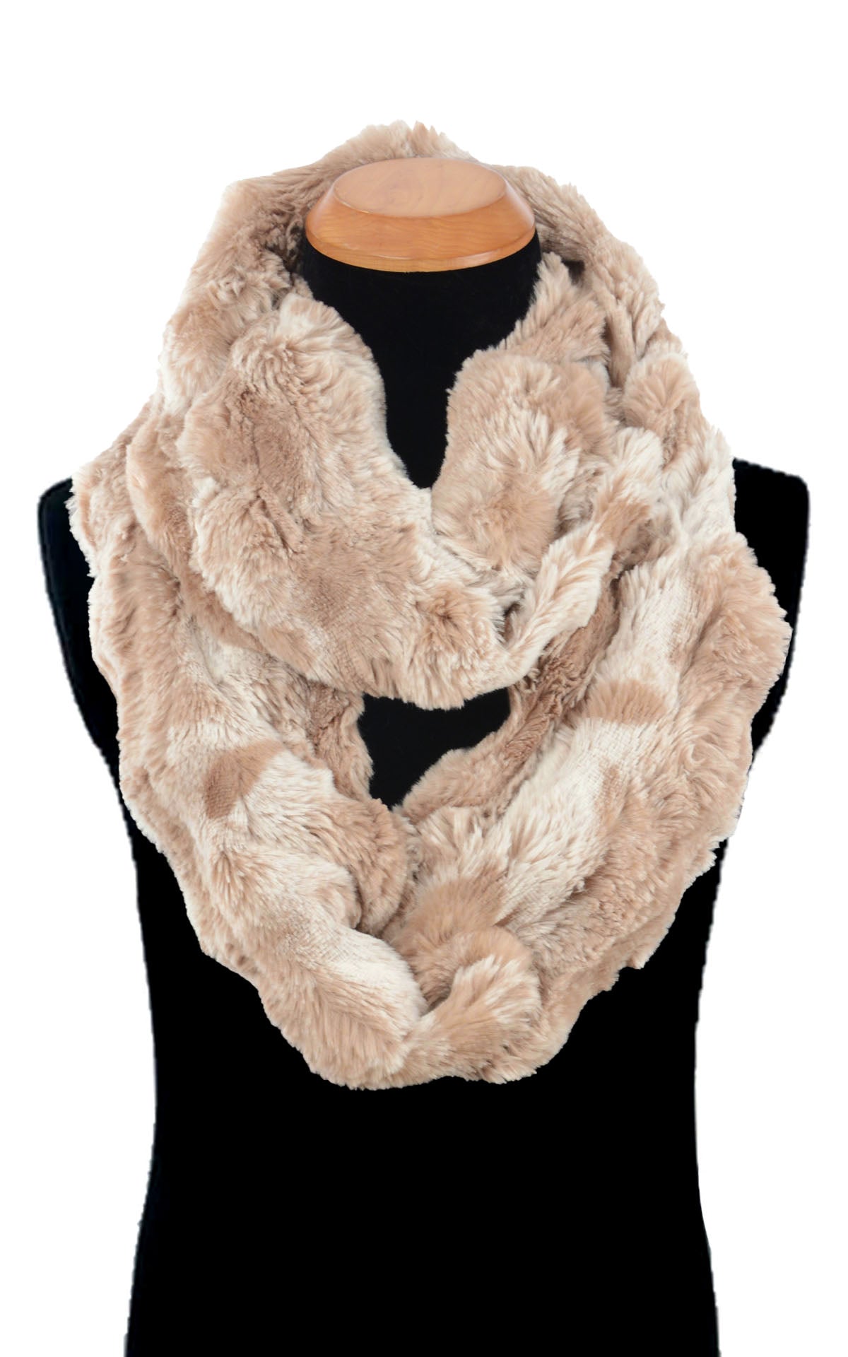 Men&#39;s Infinity Scarf | Cloudwalk Faux Fur In Honey | Looped Twice | Handmade in Seattle, WA, USA | By Pandemonium
