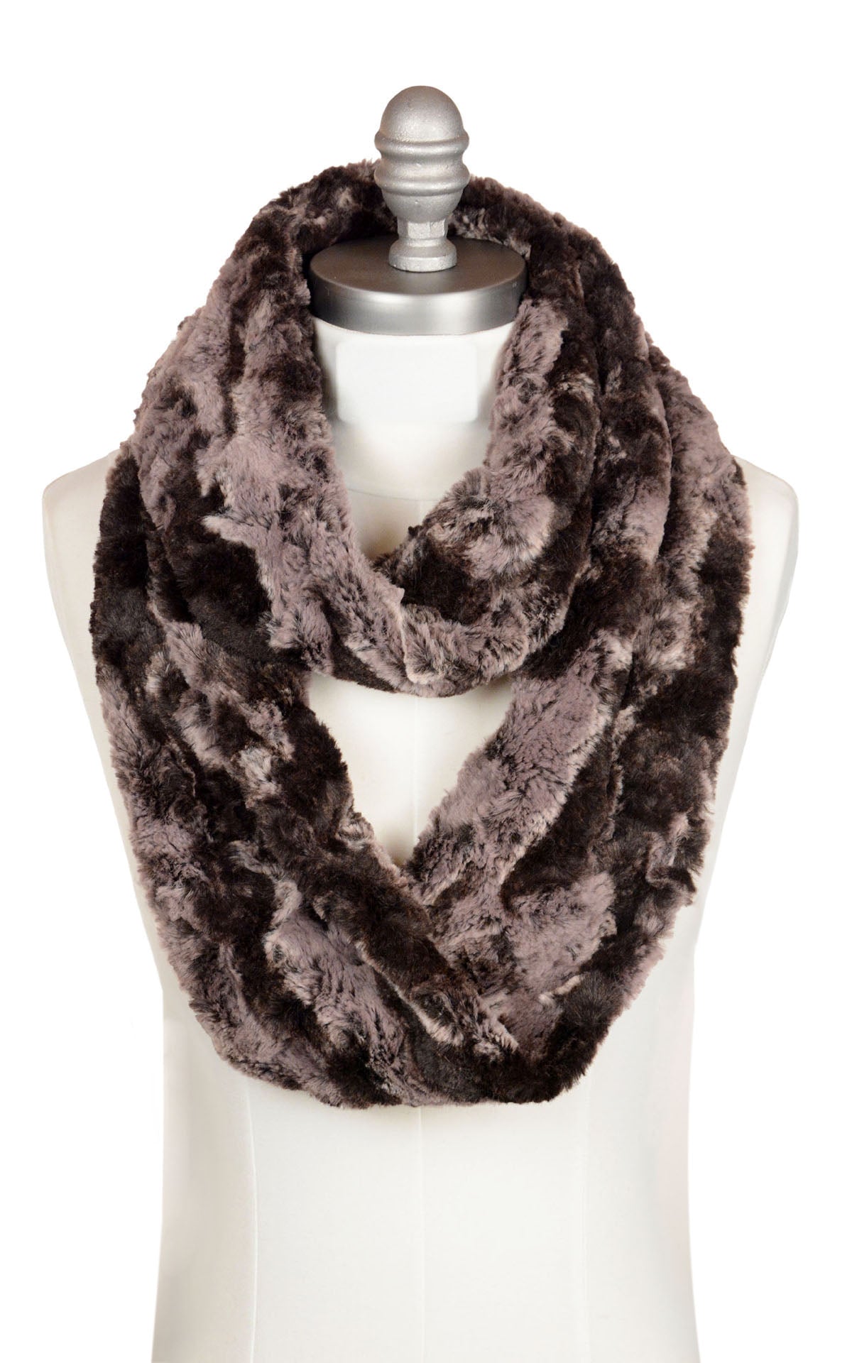 Men&#39;s Infinity Scarf in Mocha Luxury Faux Fur. Handmade in Seattle, WA, USA by Pandemonium Seattle.