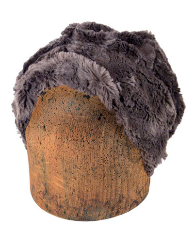 Men's Beanie Hat | Cuddly Faux Fur in Gray | Handmade in Seattle WA by Pandemonium Millinery USA