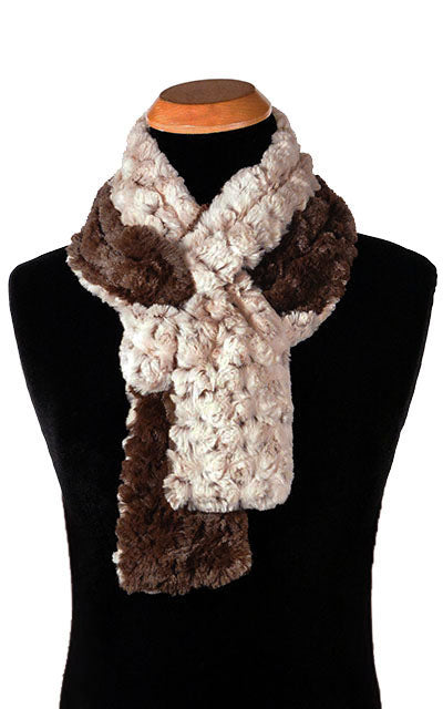 Men's Classic Skinny Scarf | Rosebud Faux Fur in Brown with Cuddly Chocolate | handmade in Seattle WA USA by Pandemonium Millinery
