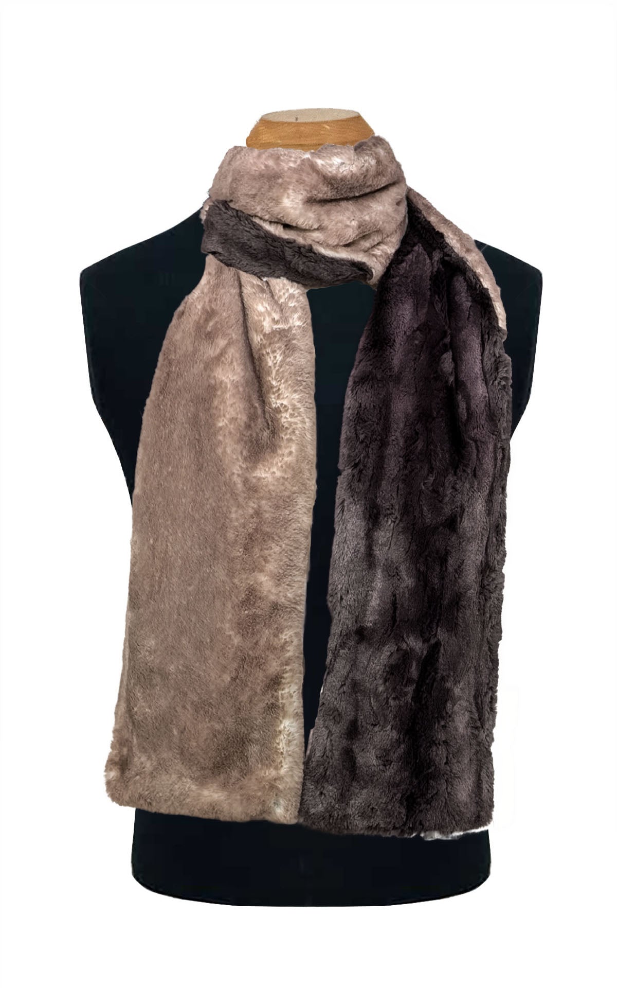 Men's Two-Tone Scarf shown in Golden Bluff with Espresso Bean. Handmade in Seattle WA USA