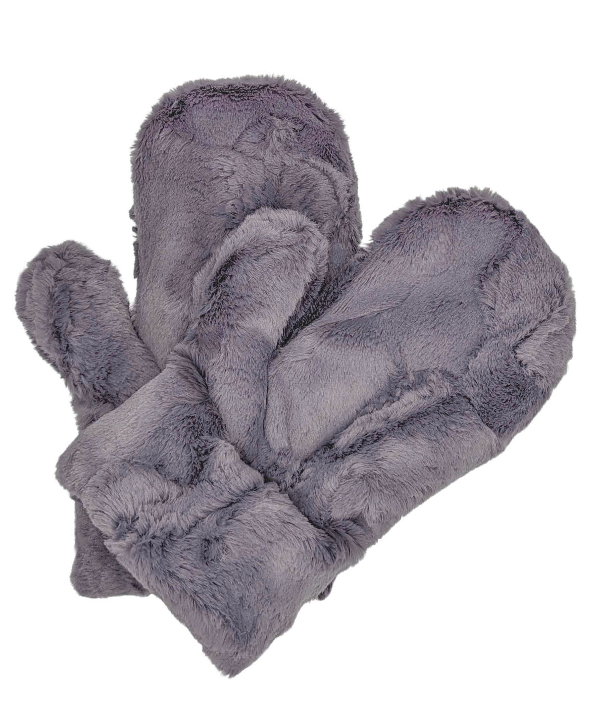 Men's Mittens | Cuddly Faux Fur in Cool Gray | Handmade in the USA bye Pandemonium Seattle