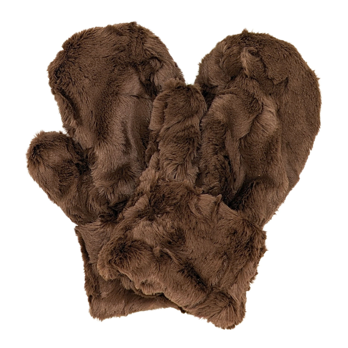 Men&#39;s Mittens in Cuddly Faux Fur in Chocolate by Pandemonium Seattle.