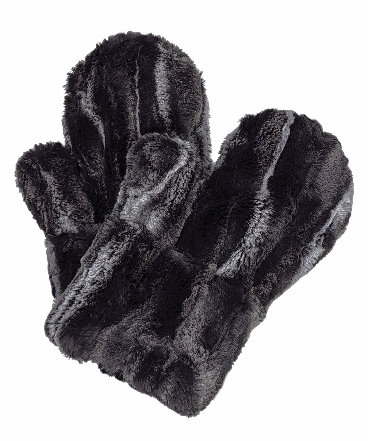 Men&#39;s Mittens | Luxury Faux Fur Marble Dune in Black | Handmade in the USA by Pandemonium Seattle