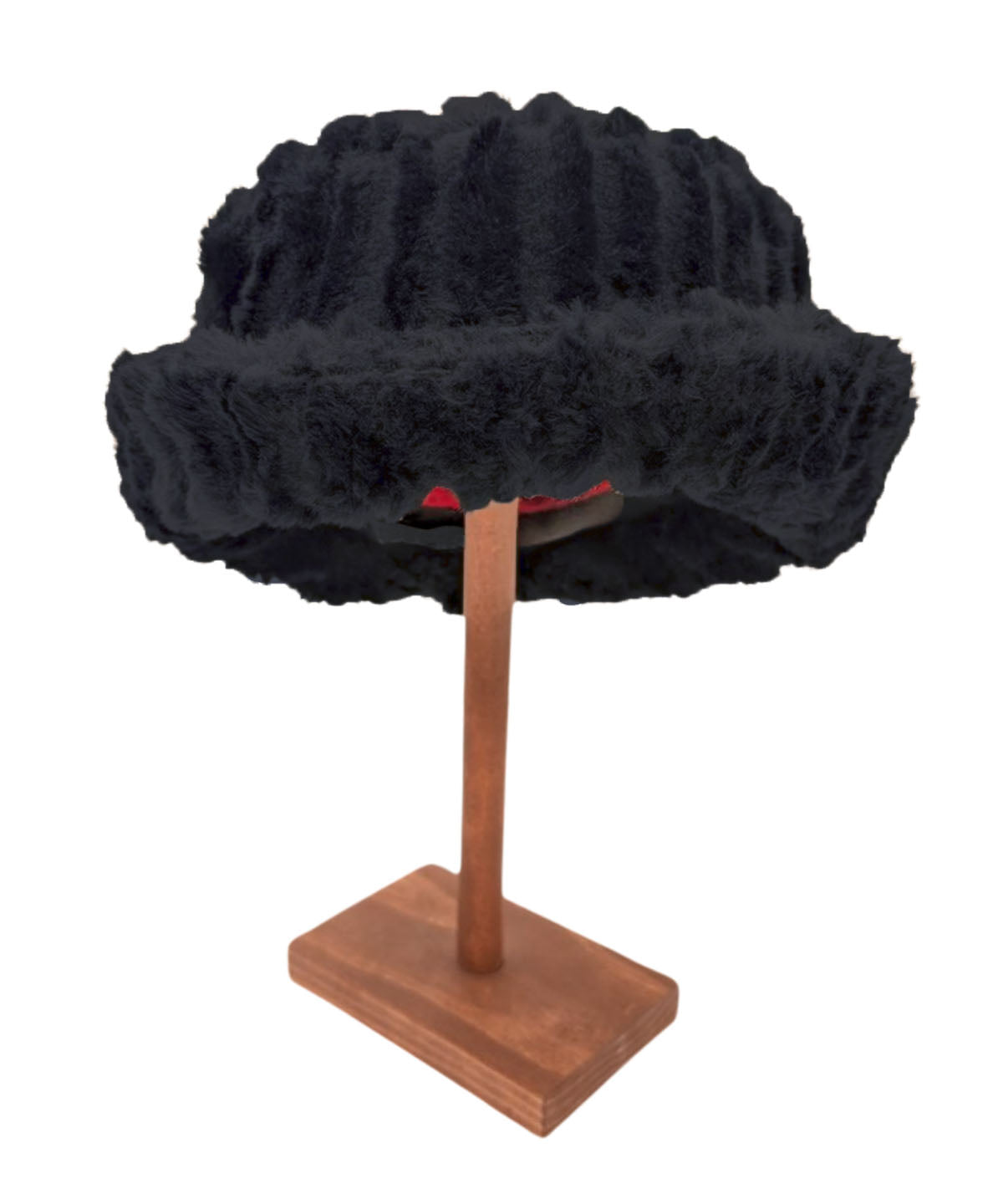 Molly Bucket Hat | Cirrus Shadow Faux Fur | Shown With Brim Put Up | Handmade in Seattle WA USA | By Pandemonium Millinery