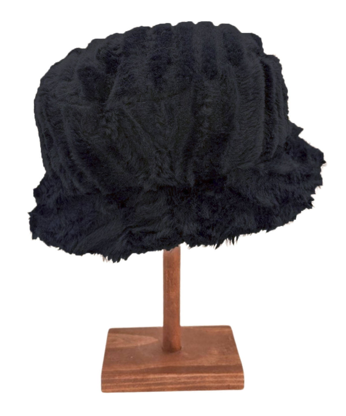Molly Bucket Hat Back View | Cirrus Shadow Faux Fur | Handmade in Seattle WA USA | By Pandemonium Millinery