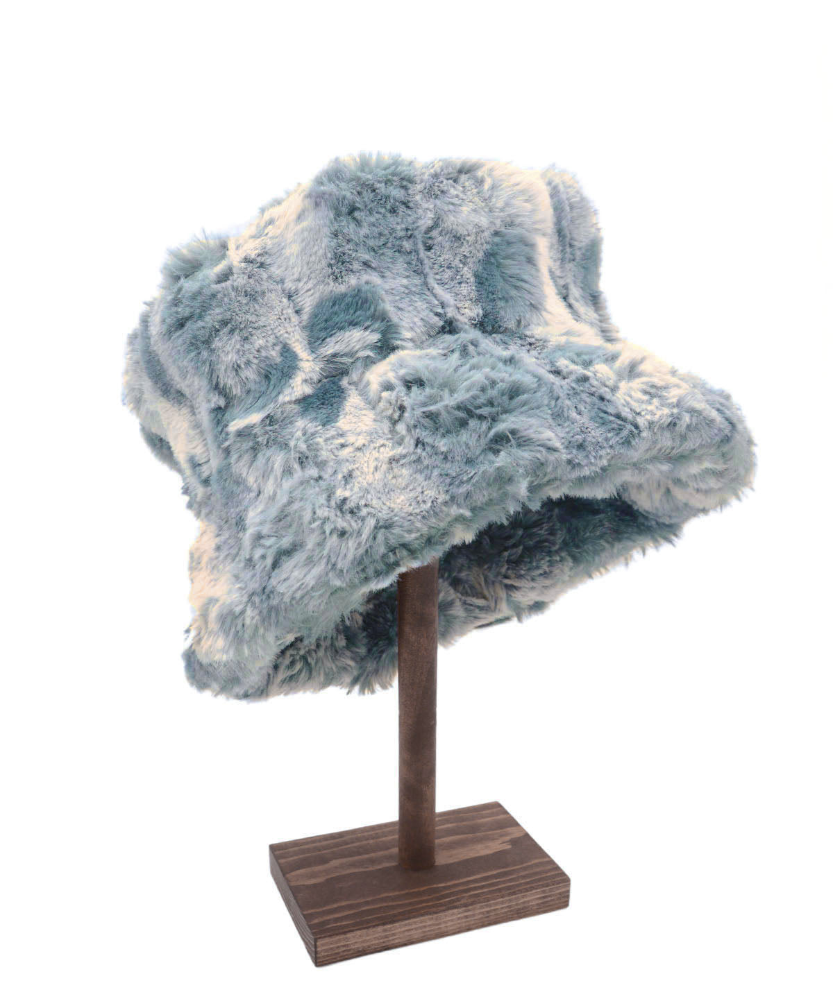 Molly Hat Side View Brim Uncuffed | Cloudwalk Faux Fur in Blue Mist | Handmade in Seattle, WA USA | By Pandemonium Seattle