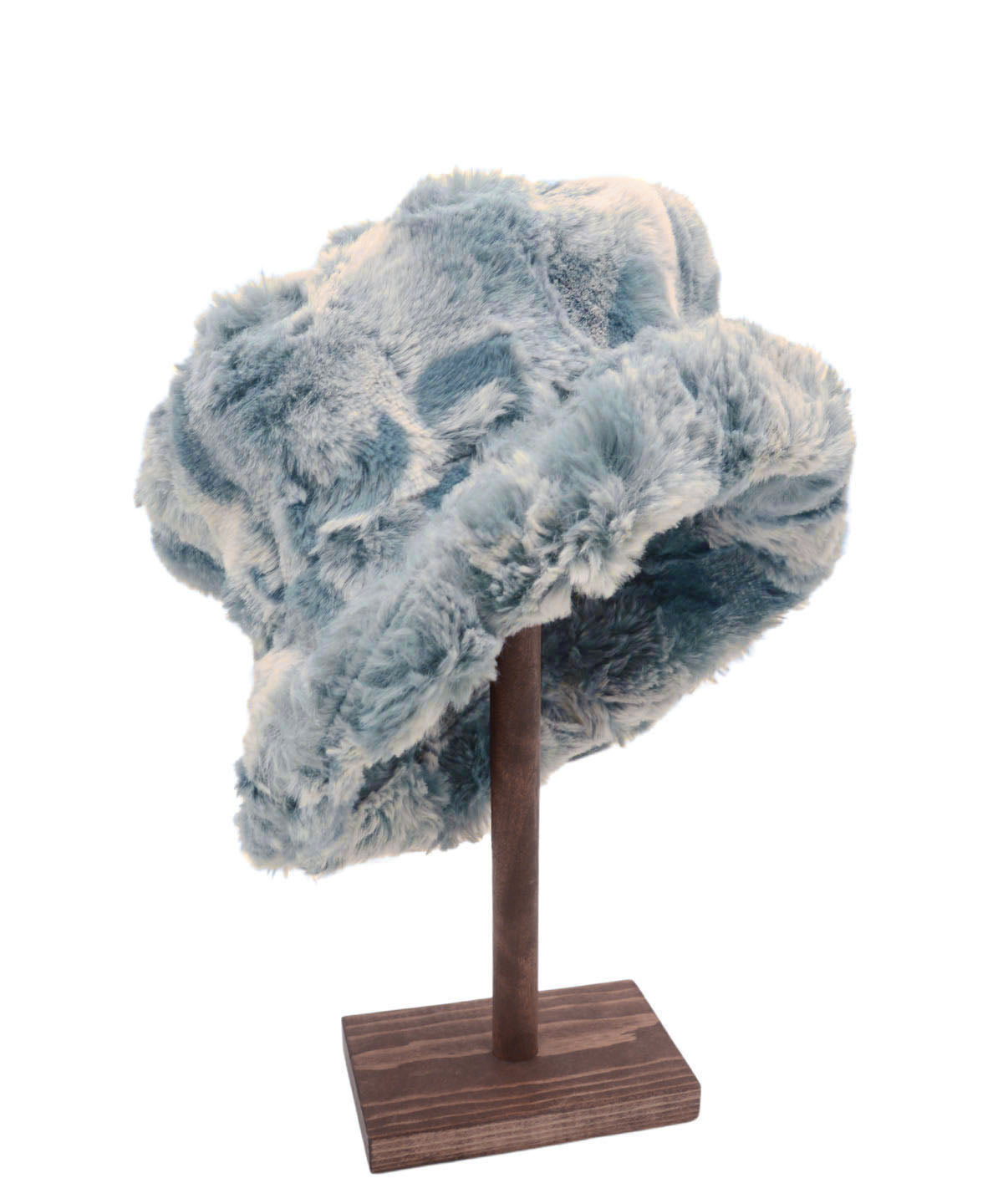 Molly Hat Side View Brim Cuffed | Cloudwalk Faux Fur in Blue Mist | Handmade in Seattle, WA USA | By Pandemonium  Millinery