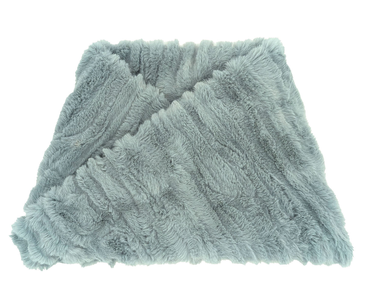 Men's Neck Warmer Cirrus Faux Fur in Blue Mist | Handmade in Seattle, WA USA | Pandemonium Millinery