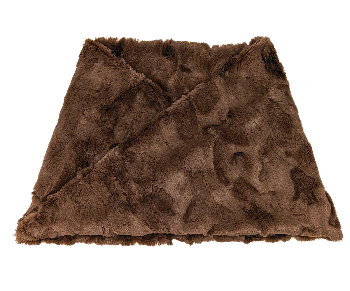 Men&#39;s Neck Warmer Cuddly Faux Fur in Chocolate | Pandemonium Millinery | Handmade in Seattle, WA
