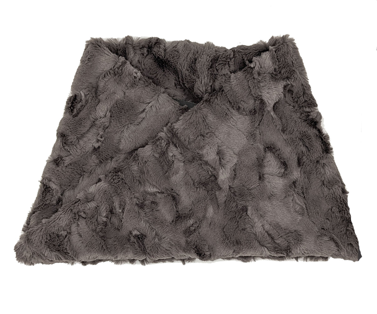 Men's Neck Warmer Cuddly Faux Fur in Gray | Pandemonium Millinery | Handmade in Seattle, WA